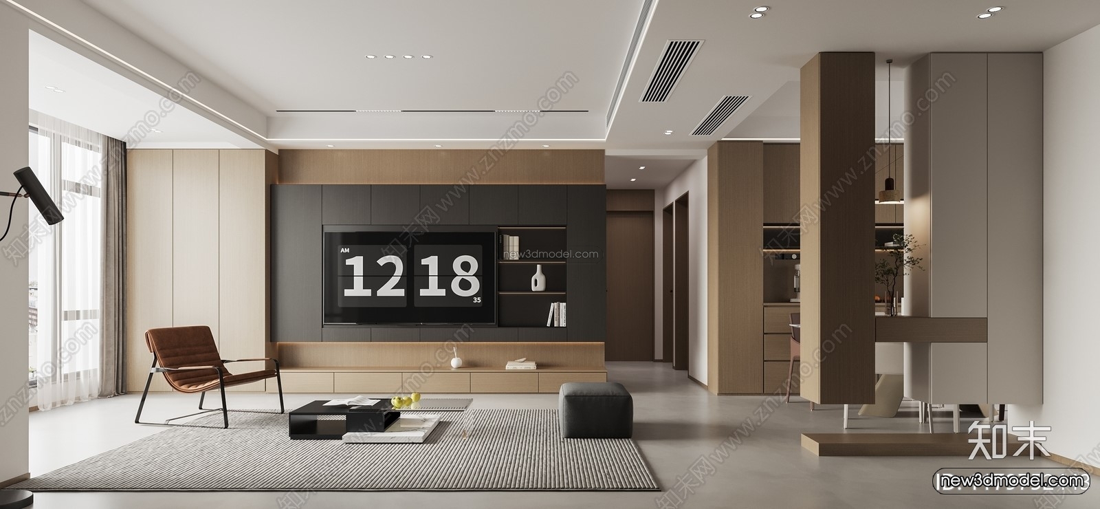 Modern Style Interior 3D Blocks and 3D Models – Living Room 3D Scene – 315 – CORONA - thumbnail 2