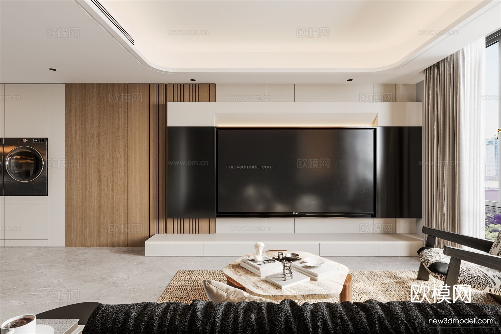 Modern Style Interior 3D Blocks and 3D Models – Living Room 3D Scene – 317 – CORONA - thumbnail 2