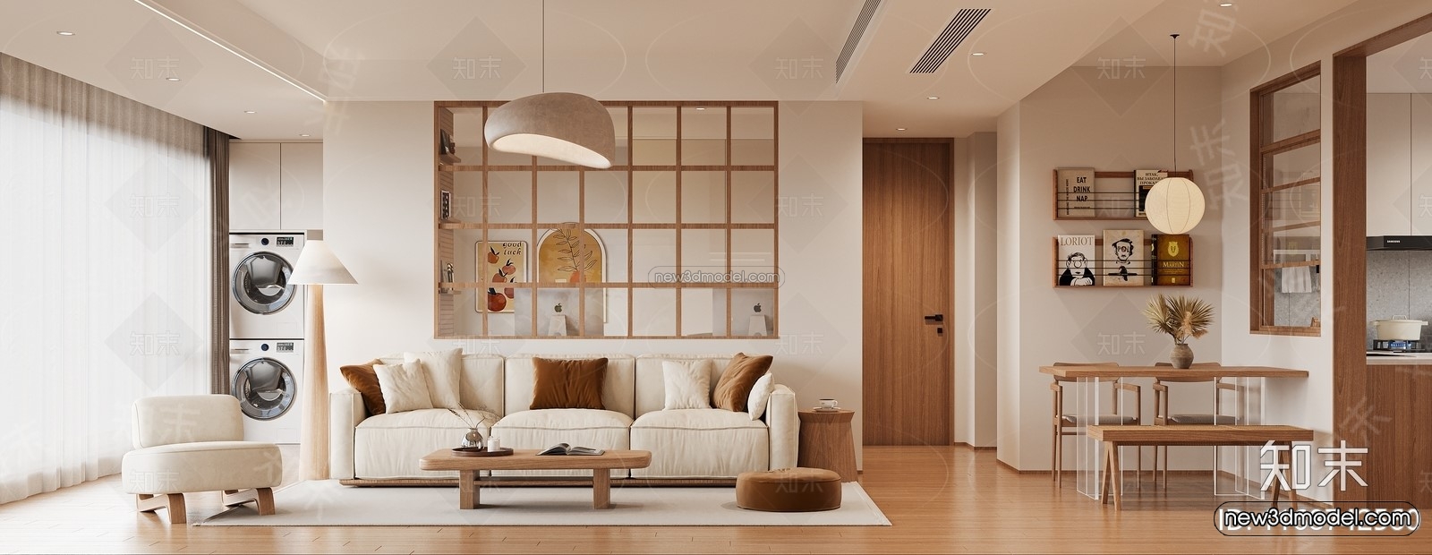 Modern Style Interior 3D Blocks and 3D Models – Living Room 3D Scene – 152 – CORONA - thumbnail 3