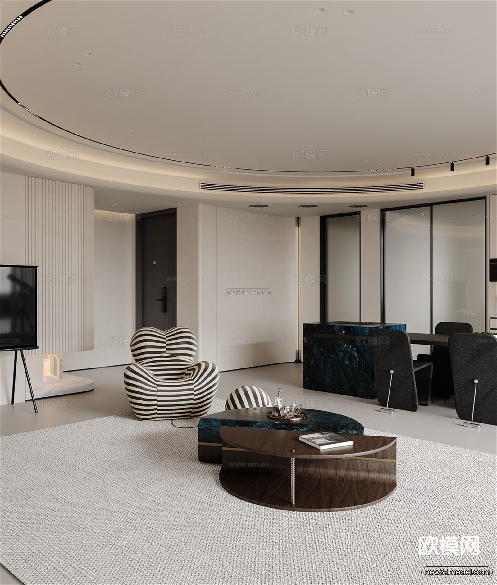 Modern Style Interior 3D Blocks and 3D Models – Living Room 3D Scene – 319 – CORONA - thumbnail 2
