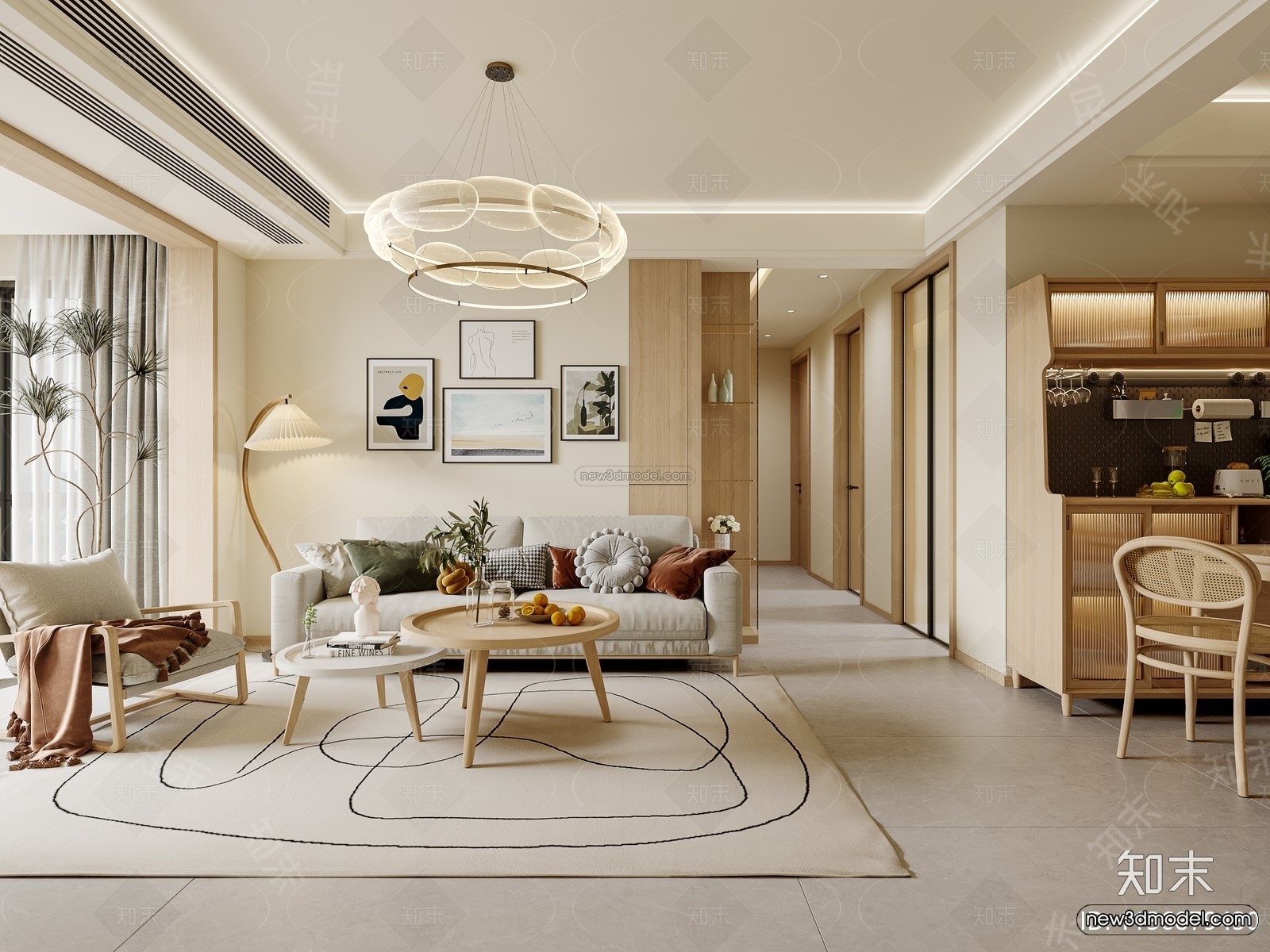 Modern Style Interior 3D Blocks and 3D Models – Living Room 3D Scene – 163 – CORONA - thumbnail 3