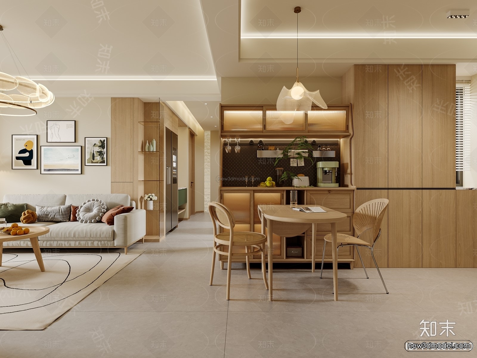 Modern Style Interior 3D Blocks and 3D Models – Living Room 3D Scene – 163 – CORONA - thumbnail 2
