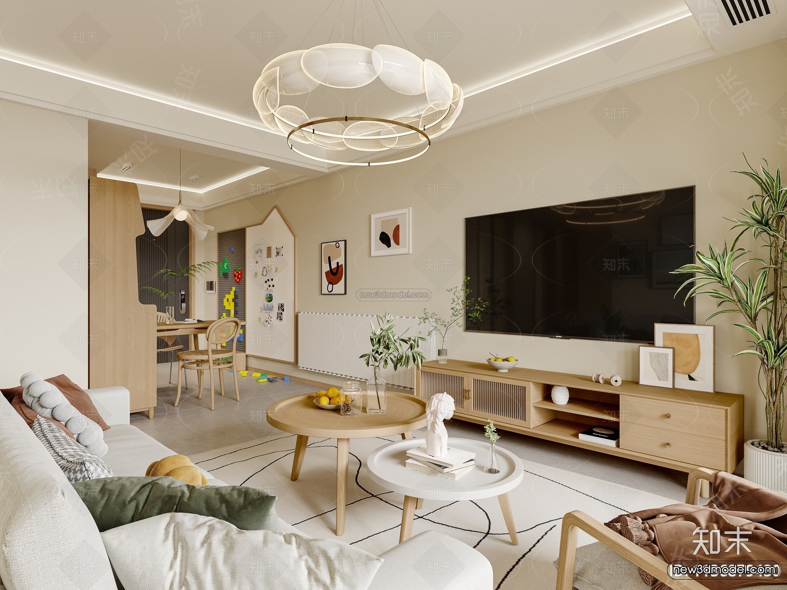 Modern Style Interior 3D Blocks and 3D Models – Living Room 3D Scene – 163 – CORONA - thumbnail 4