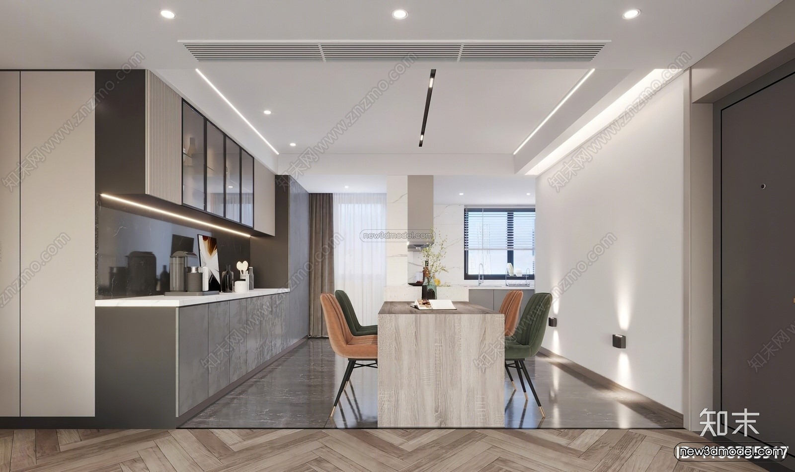 Modern Style Interior 3D Blocks – Living Room 3D Model – 105 – VRAY - thumbnail 3