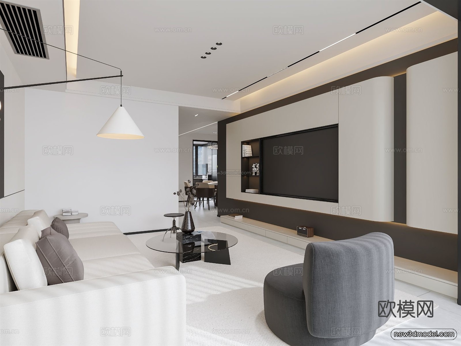 Modern Style Interior 3D Blocks and 3D Models – Living Room 3D Scene – 320 – CORONA - thumbnail 3