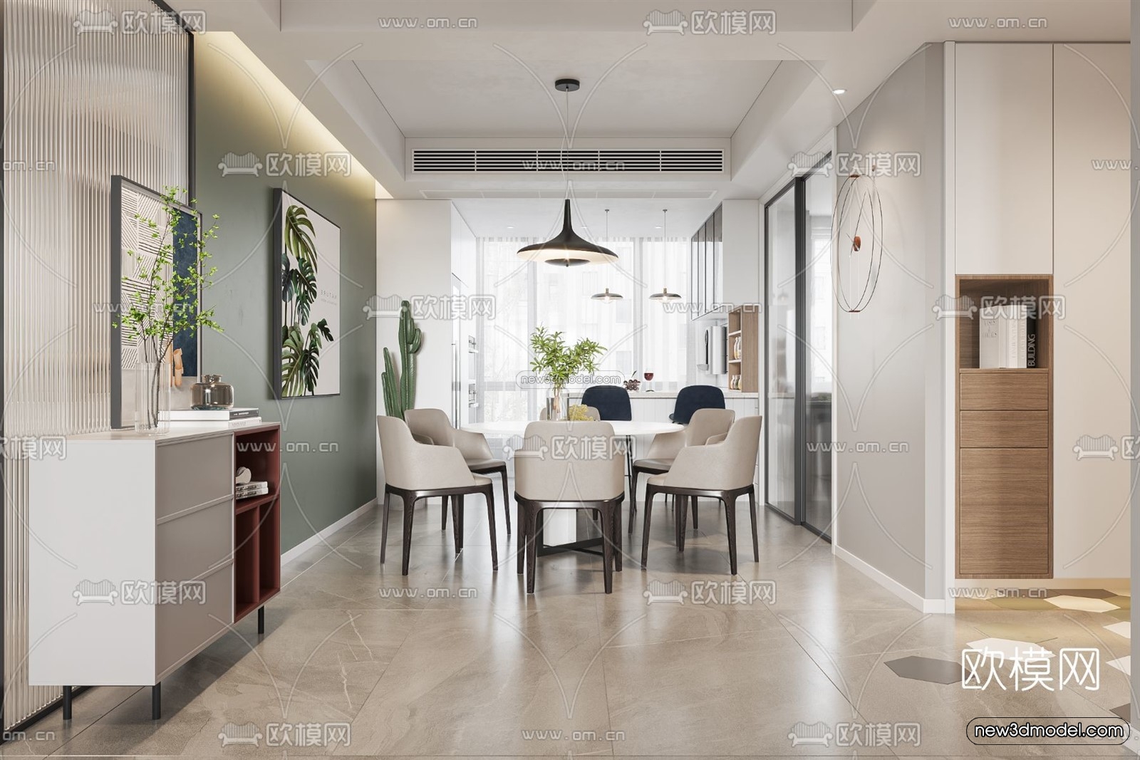 Nordic Style Interior 3D Blocks – Living Room 3D Model – 104 – VRAY - thumbnail 5