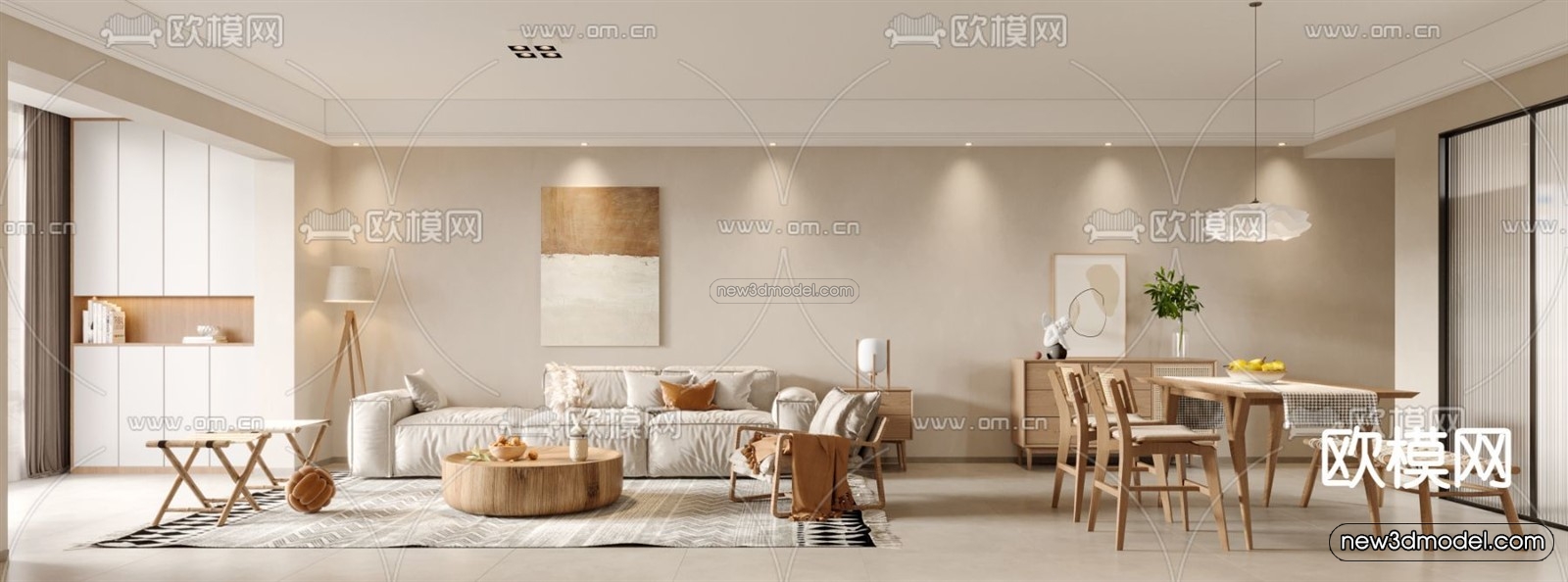 Nordic Style Interior 3D Blocks – Living Room 3D Model – 106 – VRAY - thumbnail 2