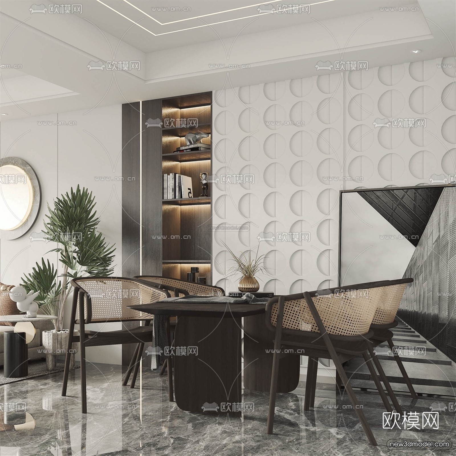 Modern Style Interior 3D Blocks – Living Room 3D Model – 107 – VRAY - thumbnail 3