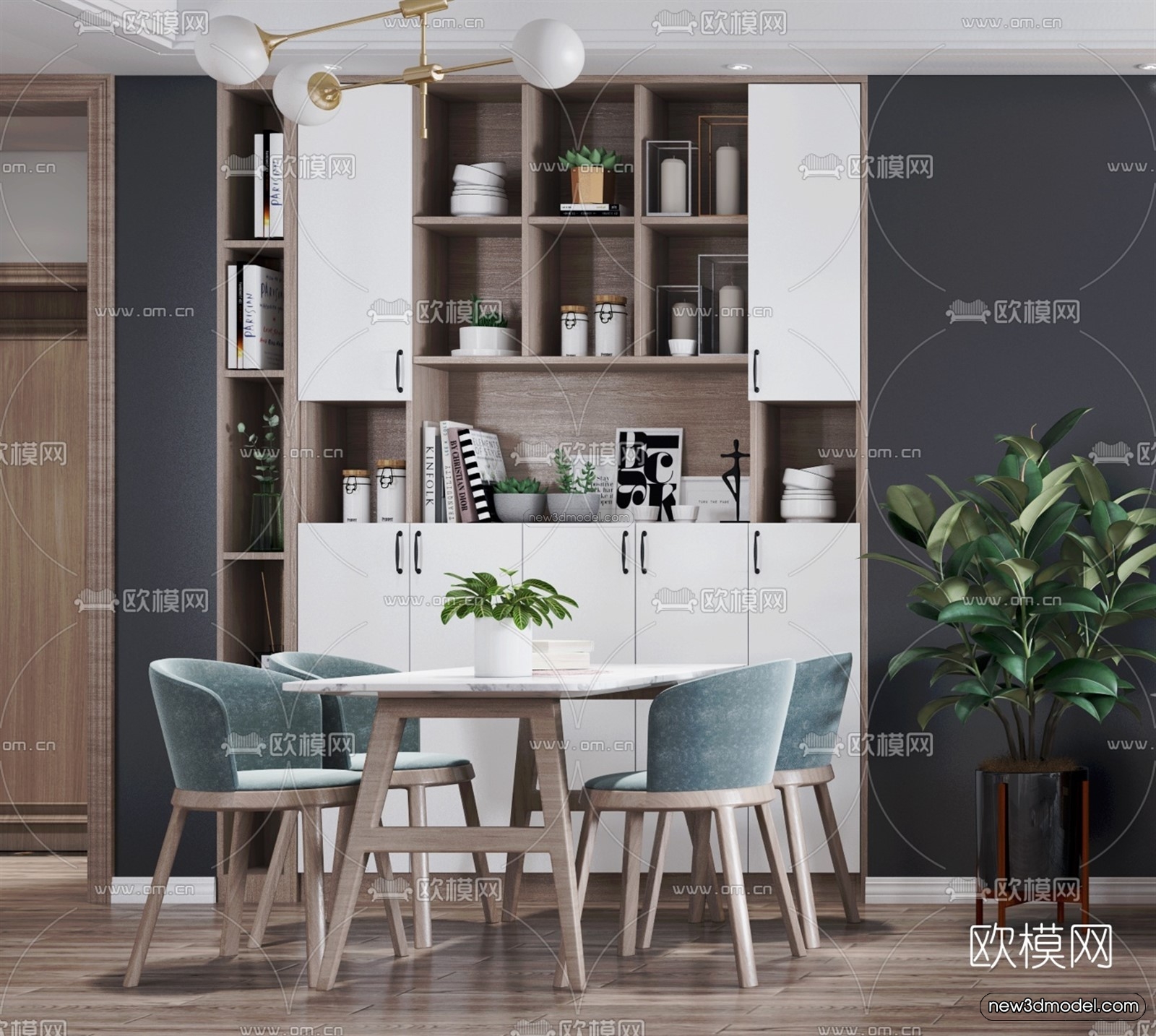 Morandi Style Interior 3D Blocks – Living Room 3D Scene – 063 – VRAY - thumbnail 3
