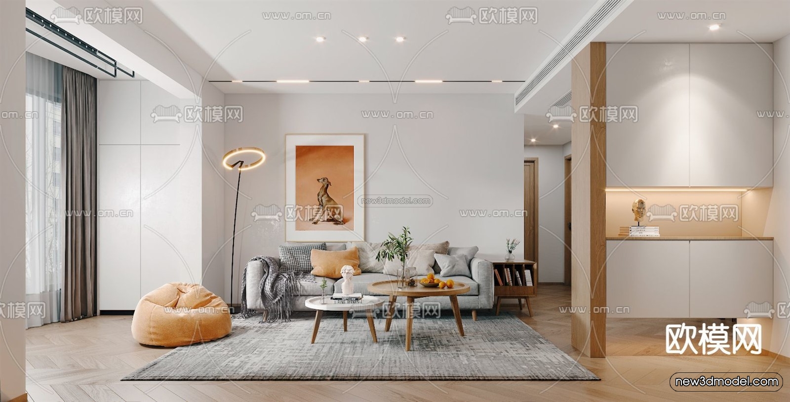 Nordic Style Interior 3D Blocks – Living Room 3D Model – 108 – VRAY - thumbnail 2