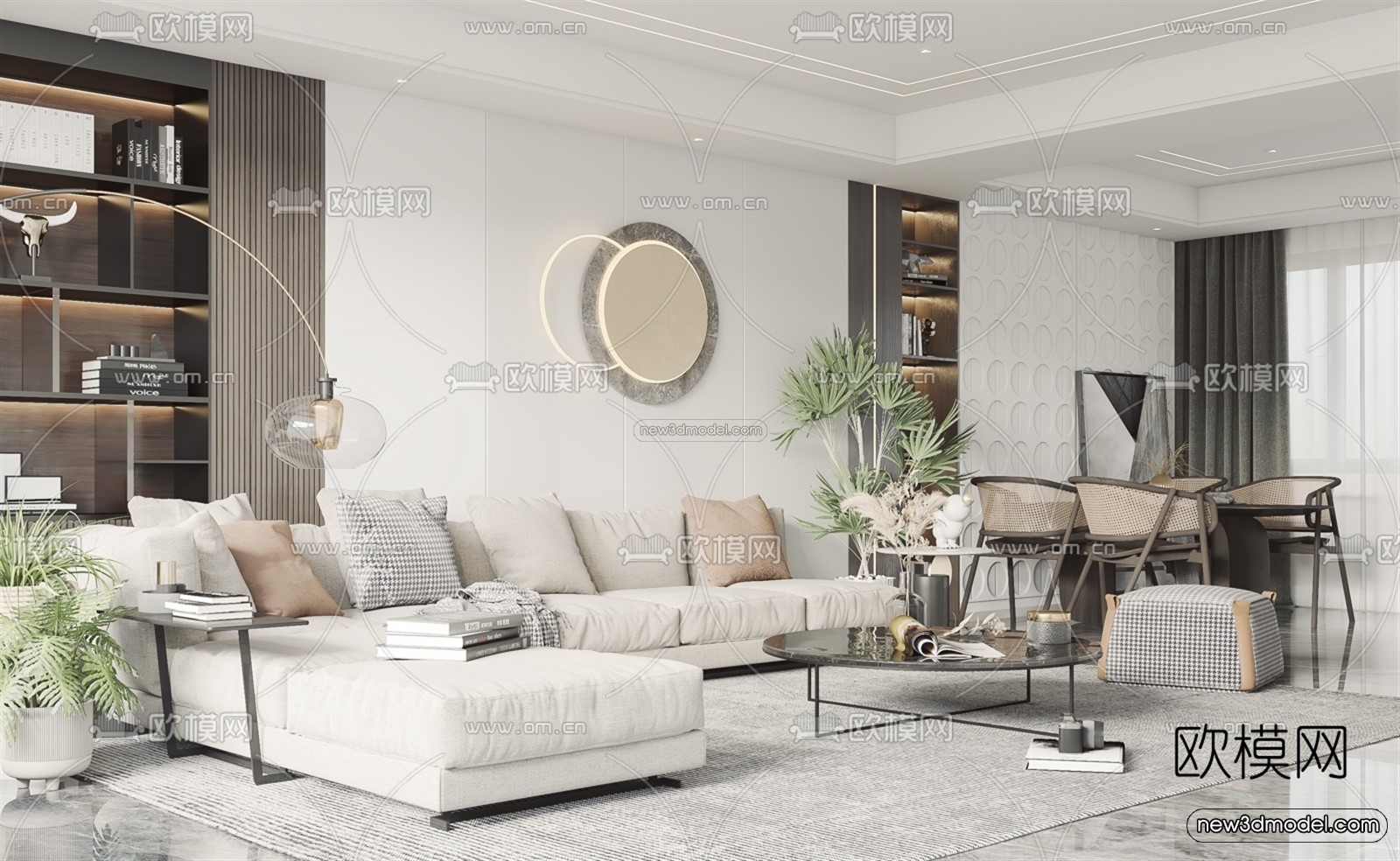 Modern Style Interior 3D Blocks – Living Room 3D Model – 107 – VRAY - thumbnail 2