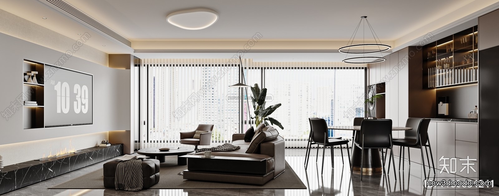 Modern Style Interior 3D Blocks and 3D Models – Living Room 3D Scene – 323 – CORONA - thumbnail 2