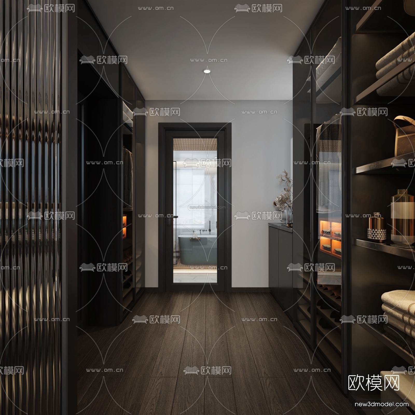 Black – White – Gray Colors Interior 3D Blocks – Bedroom 3D Scene – 155 – VRAY - thumbnail 4