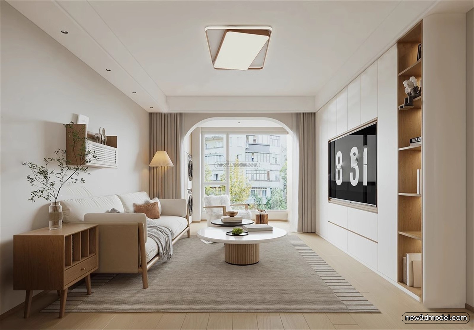 Nordic Style Interior 3D Blocks – Living Room 3D Model – 114 – VRAY - thumbnail 2