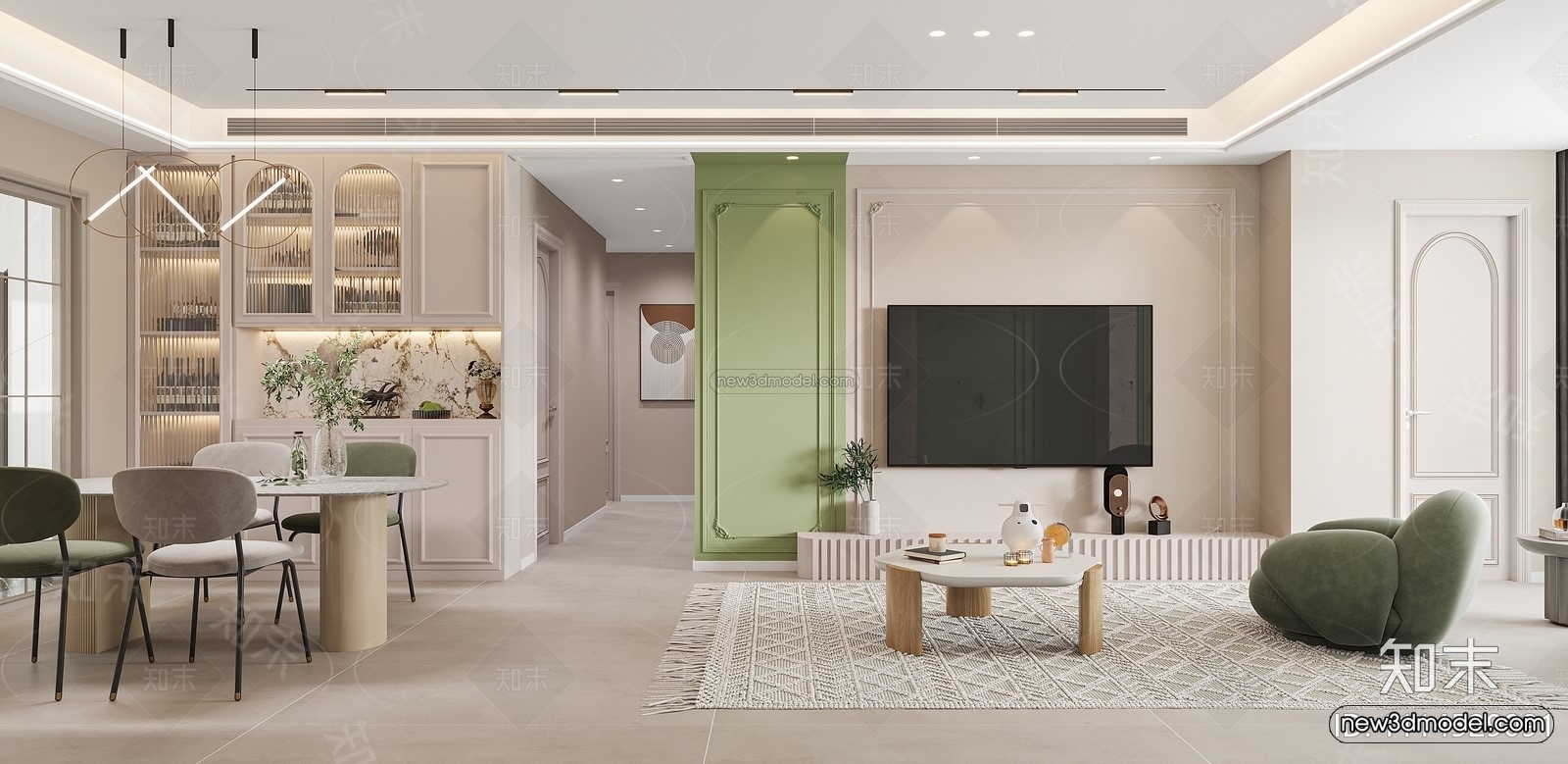 Modern Style Interior 3D Blocks and 3D Models – Living Room 3D Scene – 217 – CORONA - thumbnail 2