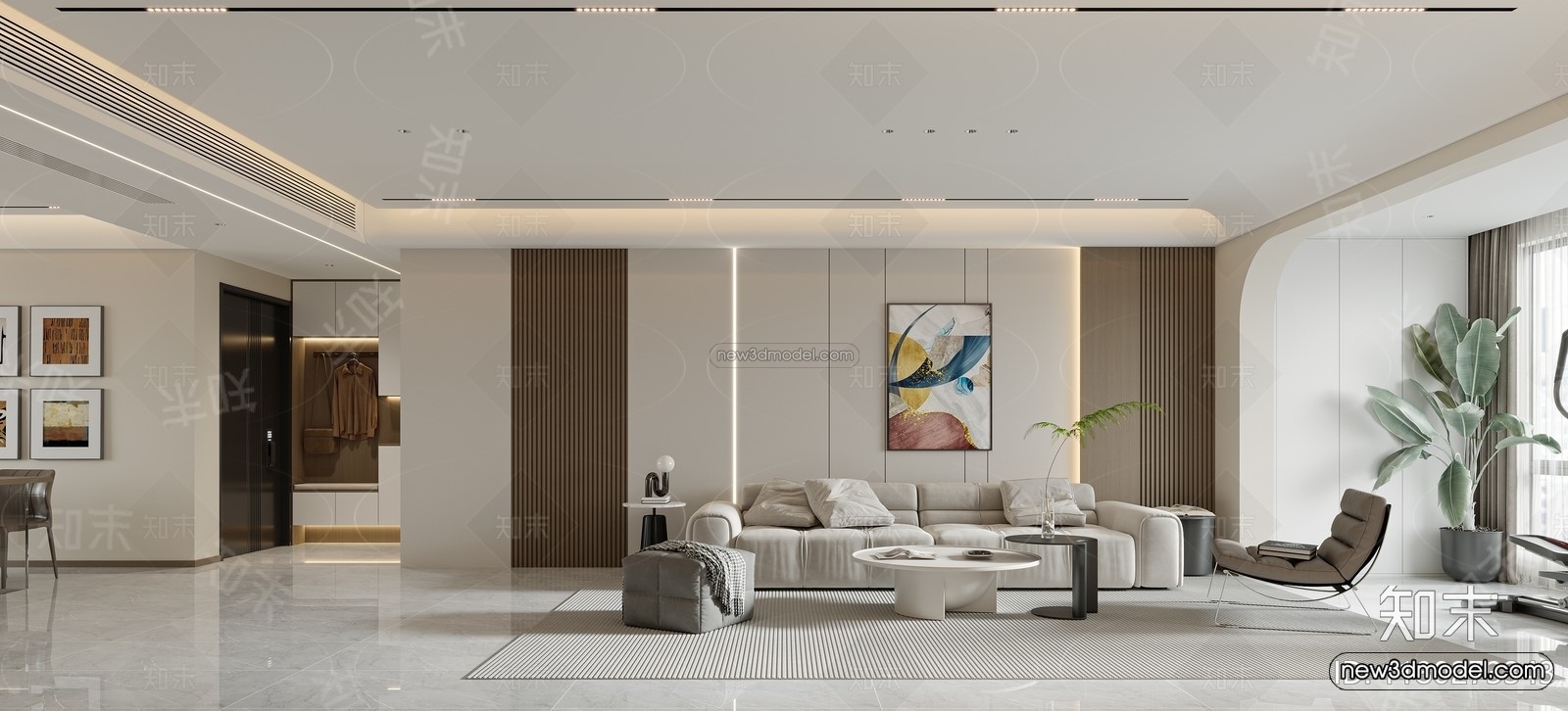 Modern Style Interior 3D Blocks and 3D Models – Living Room 3D Scene – 324 – CORONA - thumbnail 2