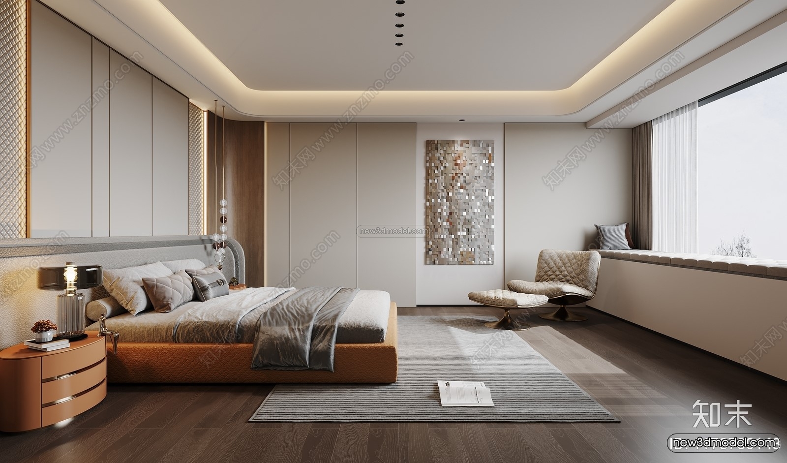 Modern Style Interior 3D Blocks and 3D Models – Bedroom 3D Scene – 492 – CORONA - thumbnail 2