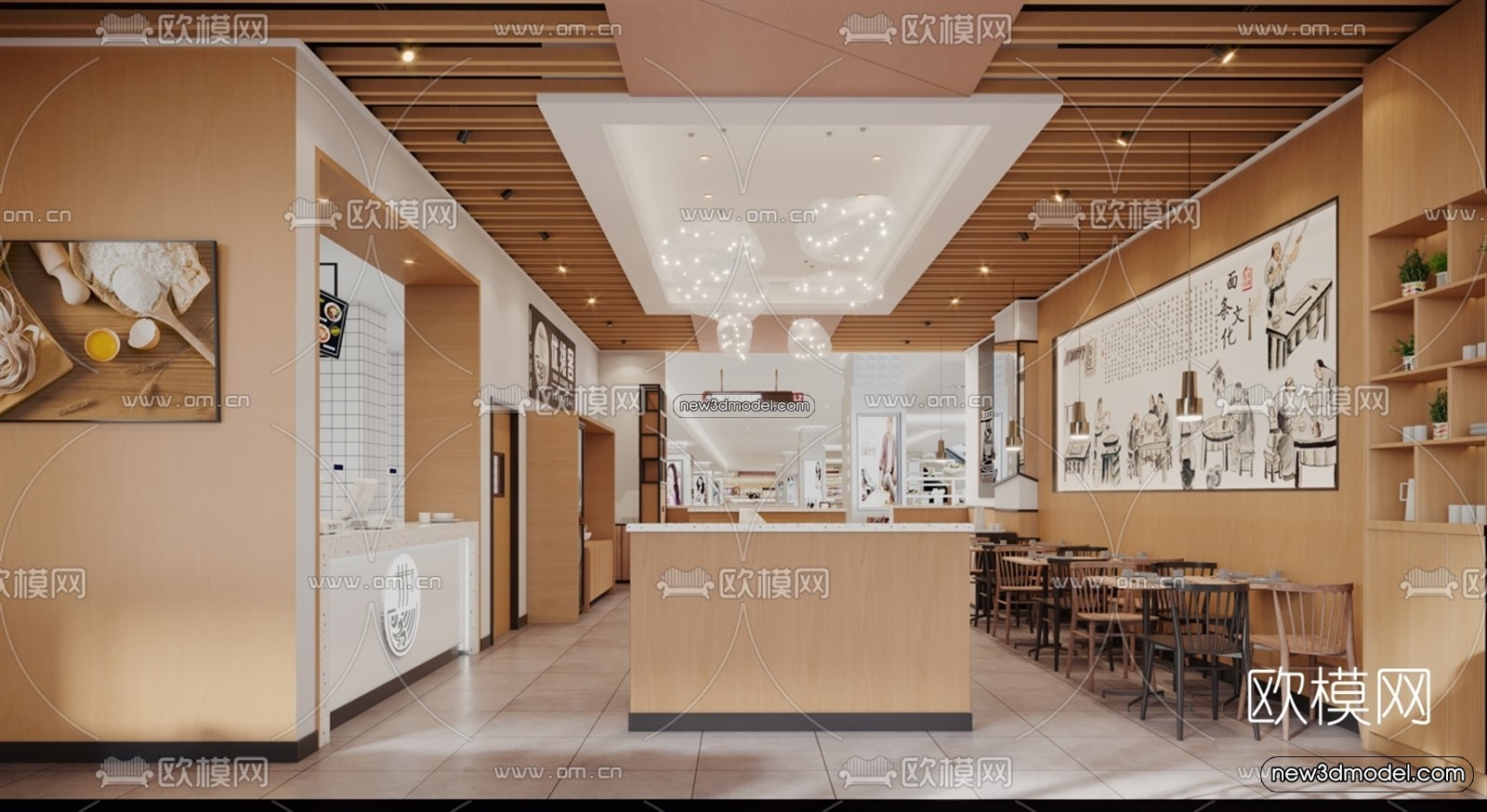 Restaurant and Fastfood 3D Scene – 3D Blocks – 062 – VRAY - thumbnail 2