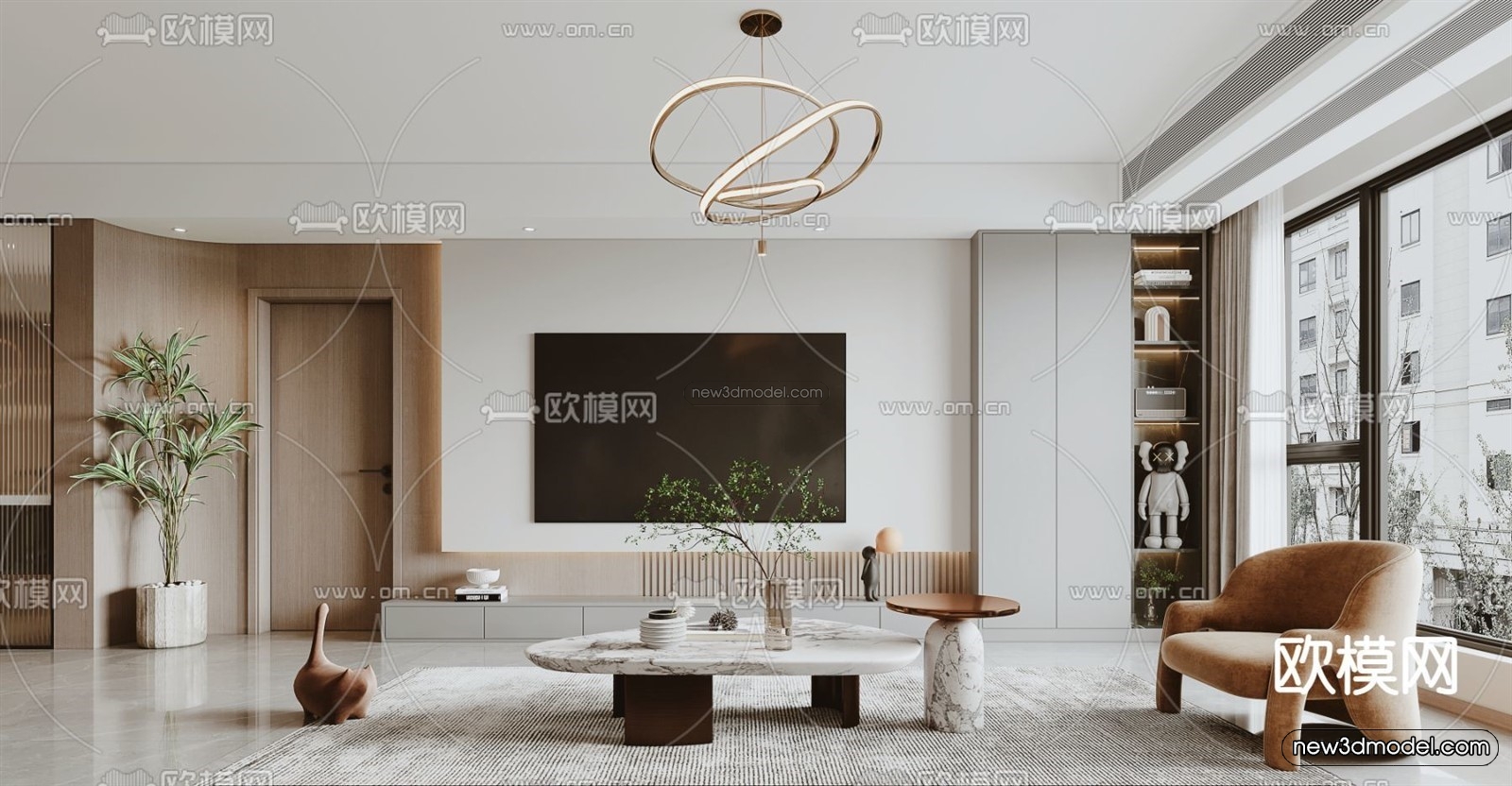 Modern Style Interior 3D Blocks – Living Room 3D Model – 109 – VRAY - thumbnail 3
