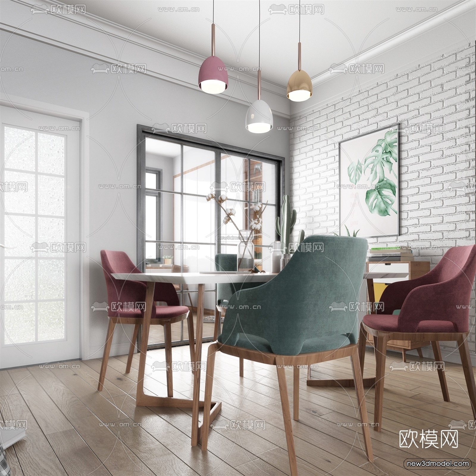 Morandi Style Interior 3D Blocks – Living Room 3D Scene – 065 – VRAY - thumbnail 3