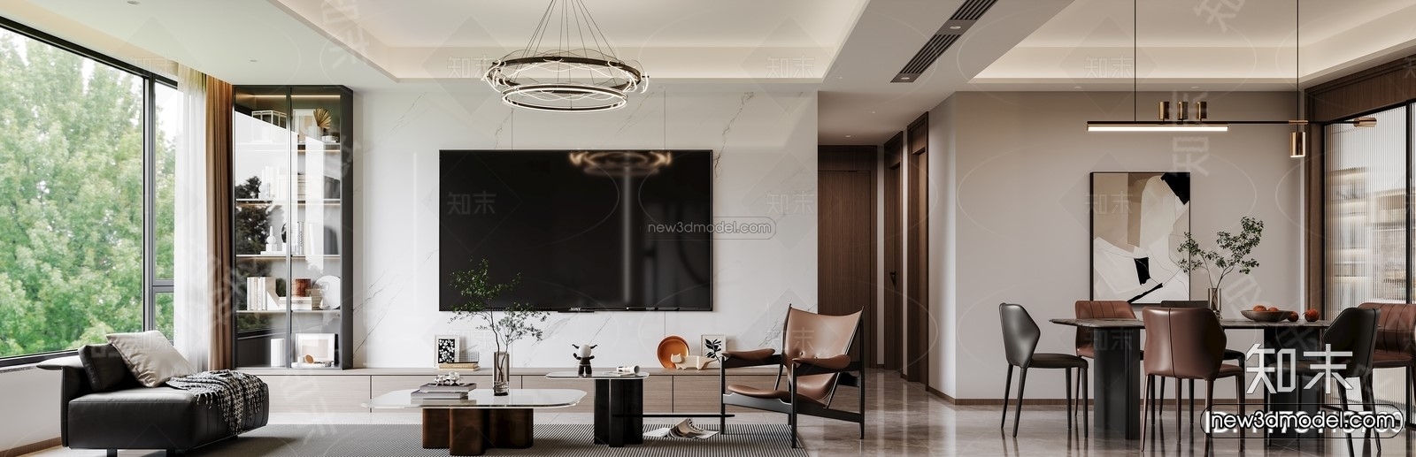Modern Style Interior 3D Blocks and 3D Models – Living Room 3D Scene – 326 – CORONA - thumbnail 2