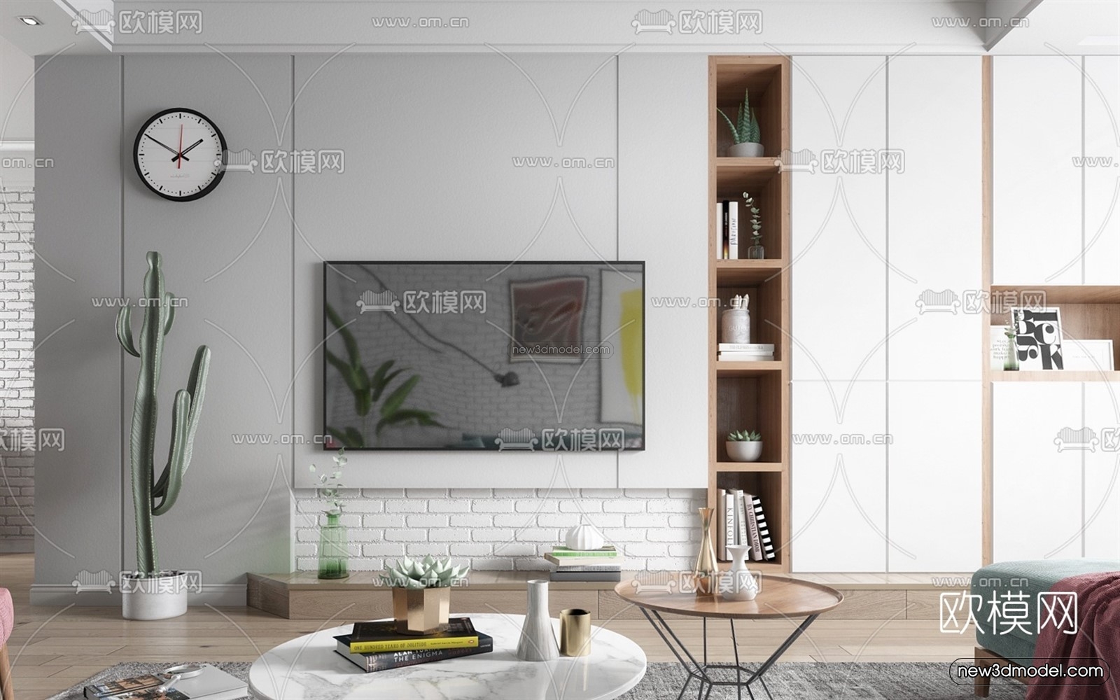 Morandi Style Interior 3D Blocks – Living Room 3D Scene – 065 – VRAY - thumbnail 2