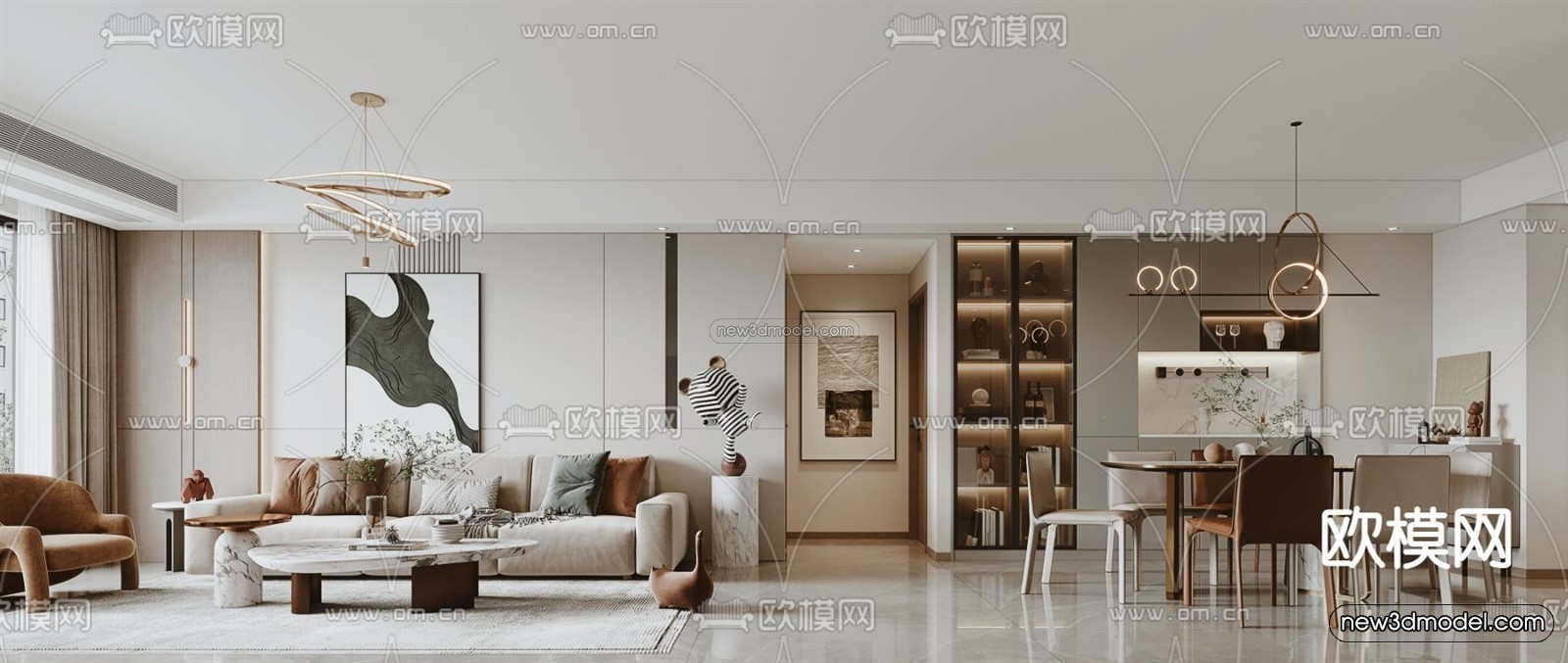 Modern Style Interior 3D Blocks – Living Room 3D Model – 109 – VRAY - thumbnail 2