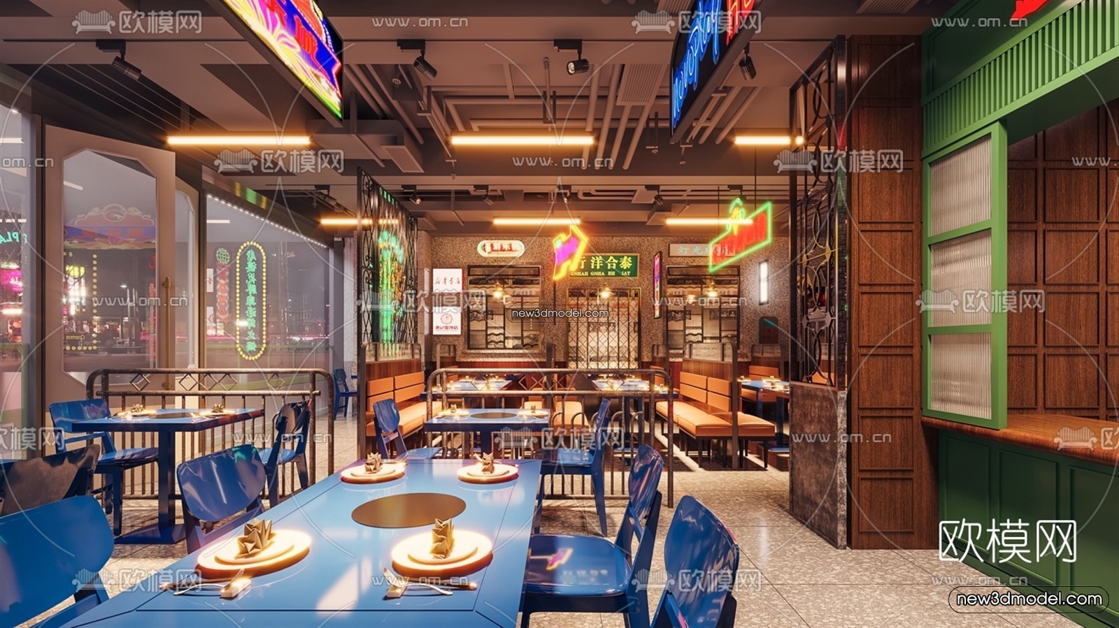 Restaurant and Fastfood 3D Scene – 3D Blocks – 065 – VRAY - thumbnail 3