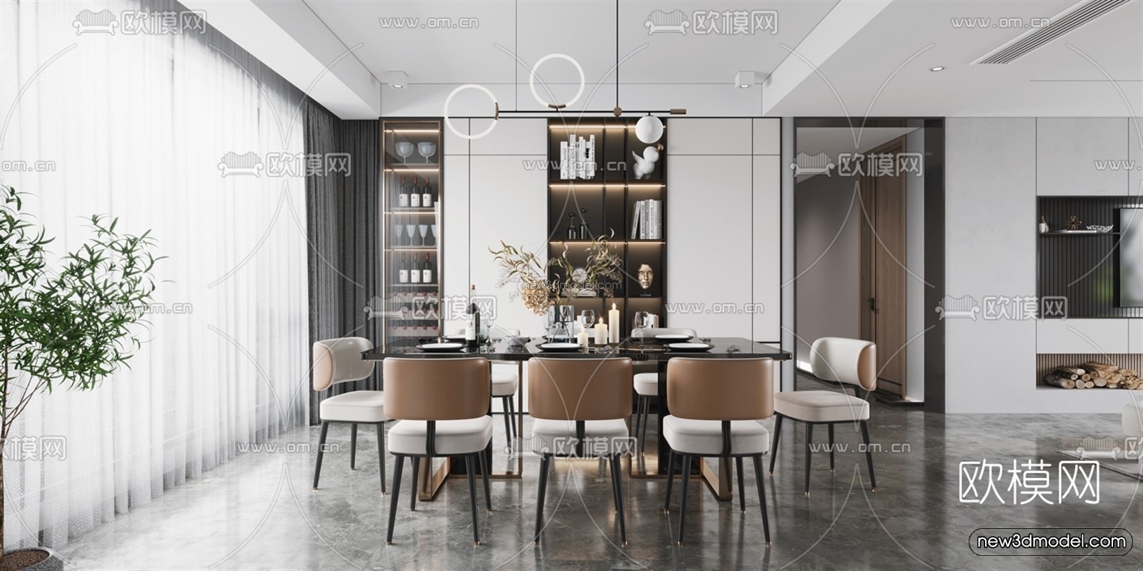 Modern Style Interior 3D Blocks – Living Room 3D Model – 110 – VRAY - thumbnail 4