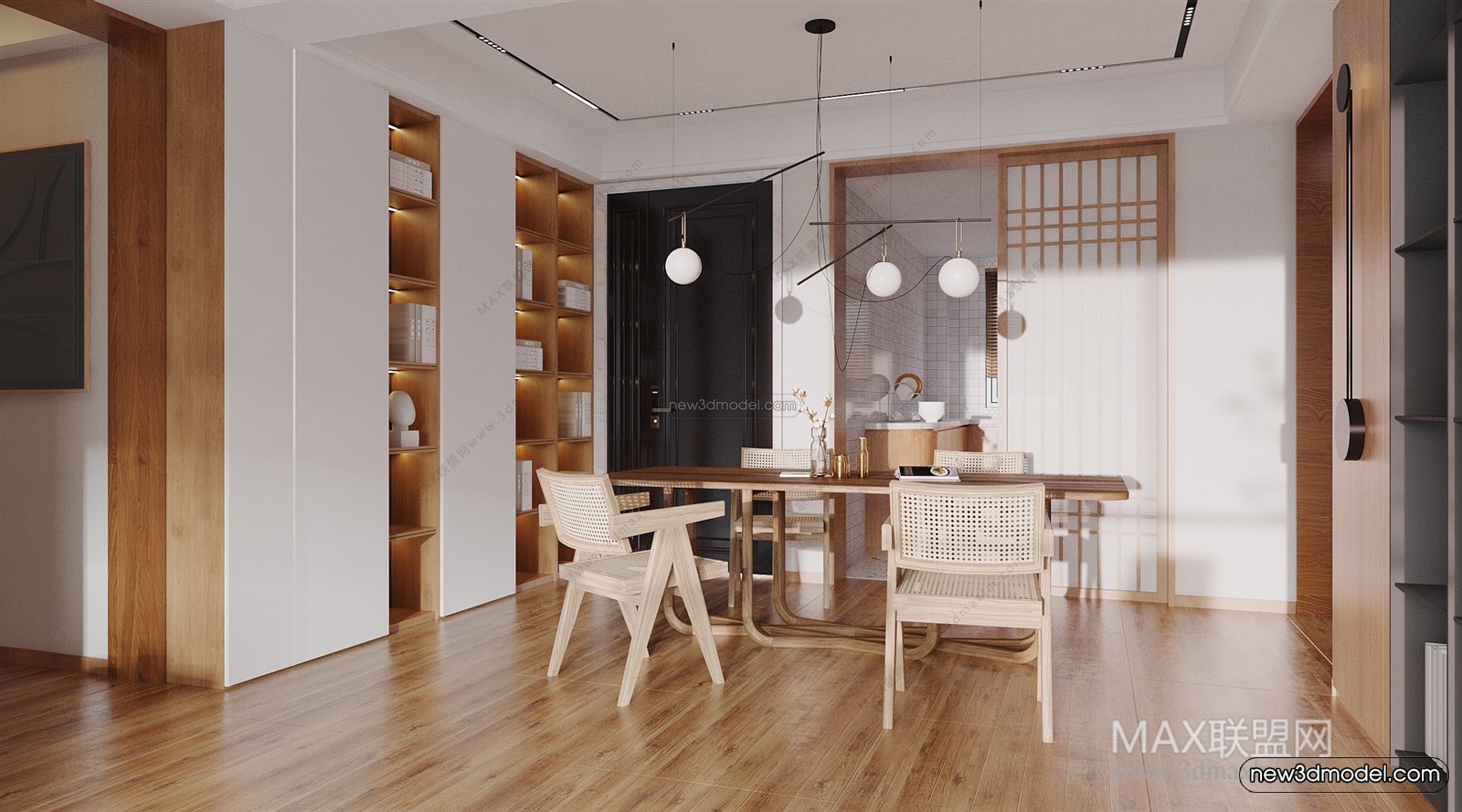 Nordic Style Interior 3D Blocks – Living Room 3D Model – 126 – VRAY - thumbnail 3