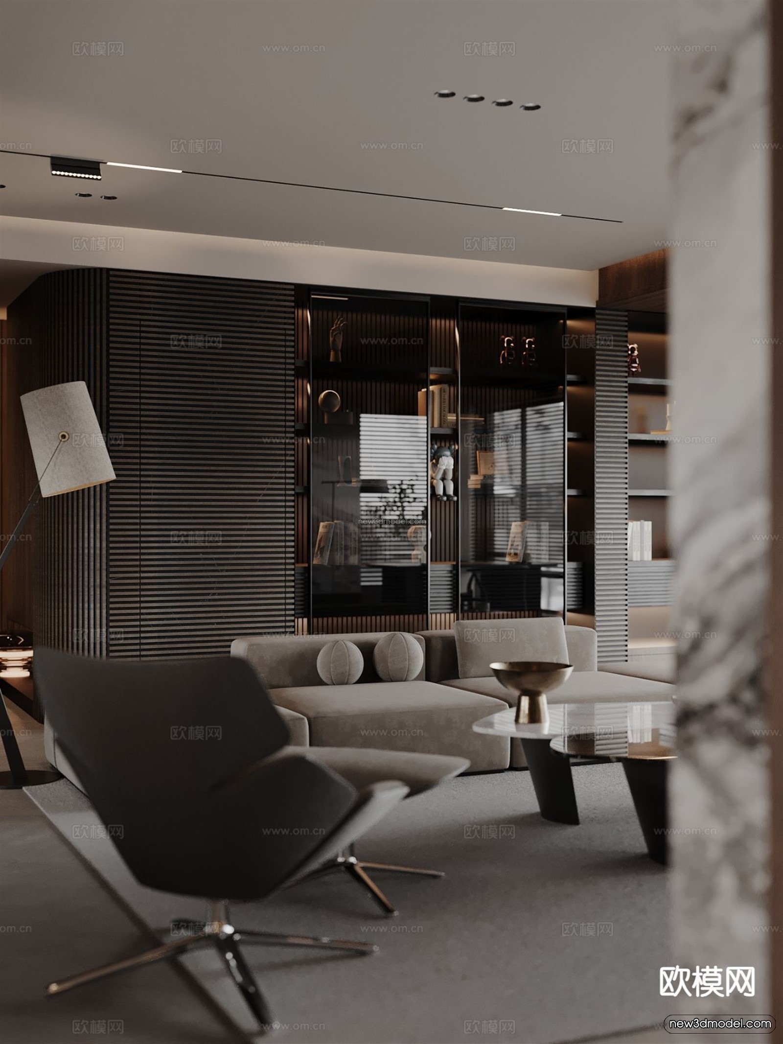 Modern Style Interior 3D Blocks and 3D Models – Living Room 3D Scene – 329 – CORONA - thumbnail 3
