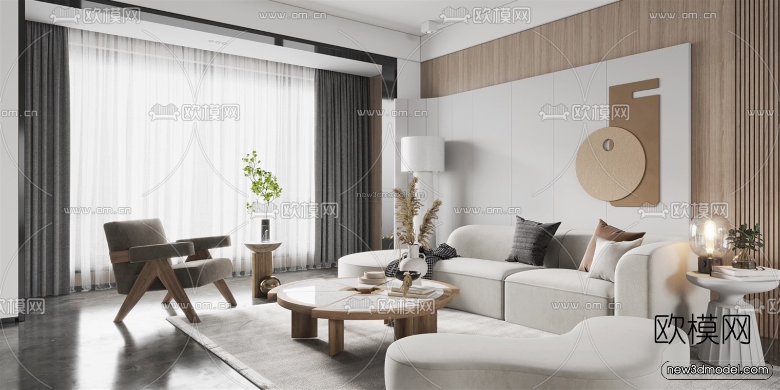 Modern Style Interior 3D Blocks – Living Room 3D Model – 110 – VRAY - thumbnail 3