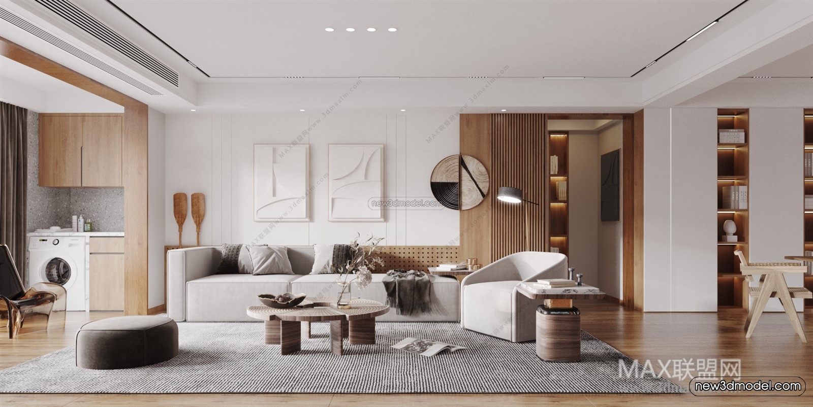 Nordic Style Interior 3D Blocks – Living Room 3D Model – 126 – VRAY - thumbnail 5