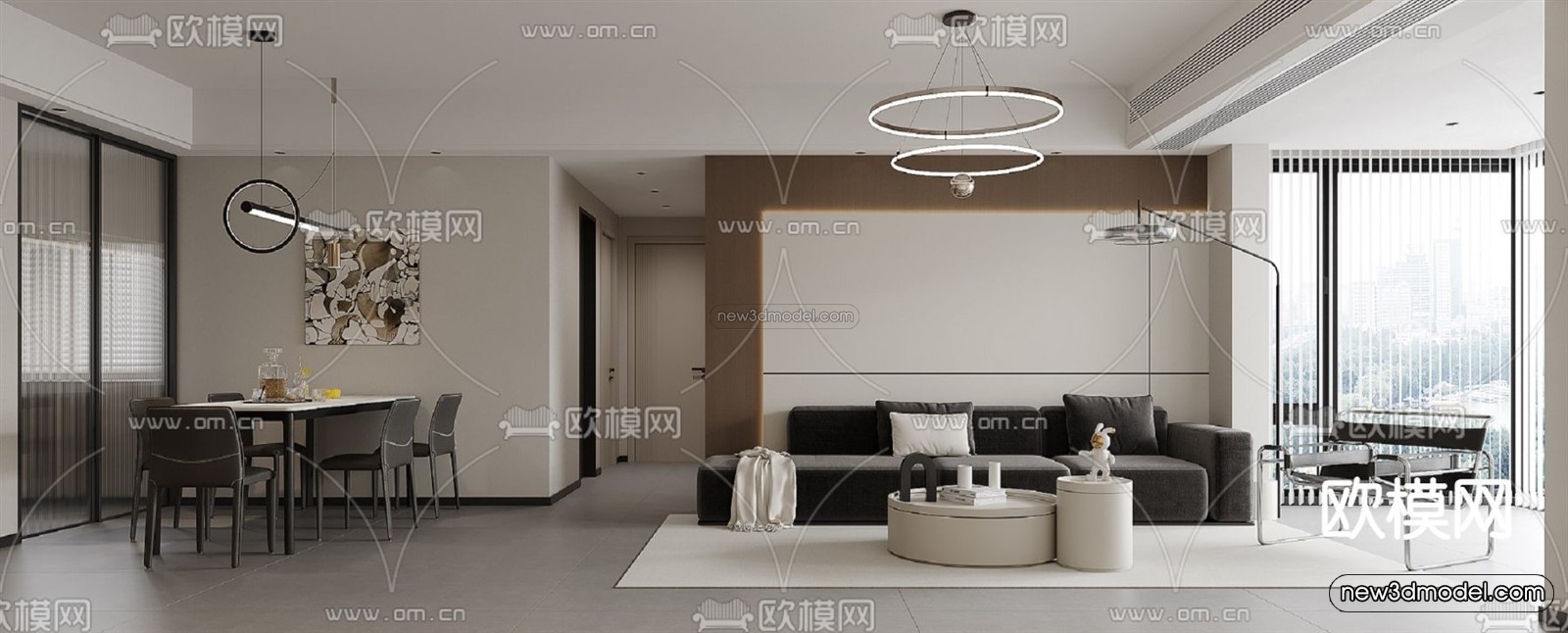 Modern Style Interior 3D Blocks and 3D Models – Living Room 3D Scene – 331 – CORONA - thumbnail 2