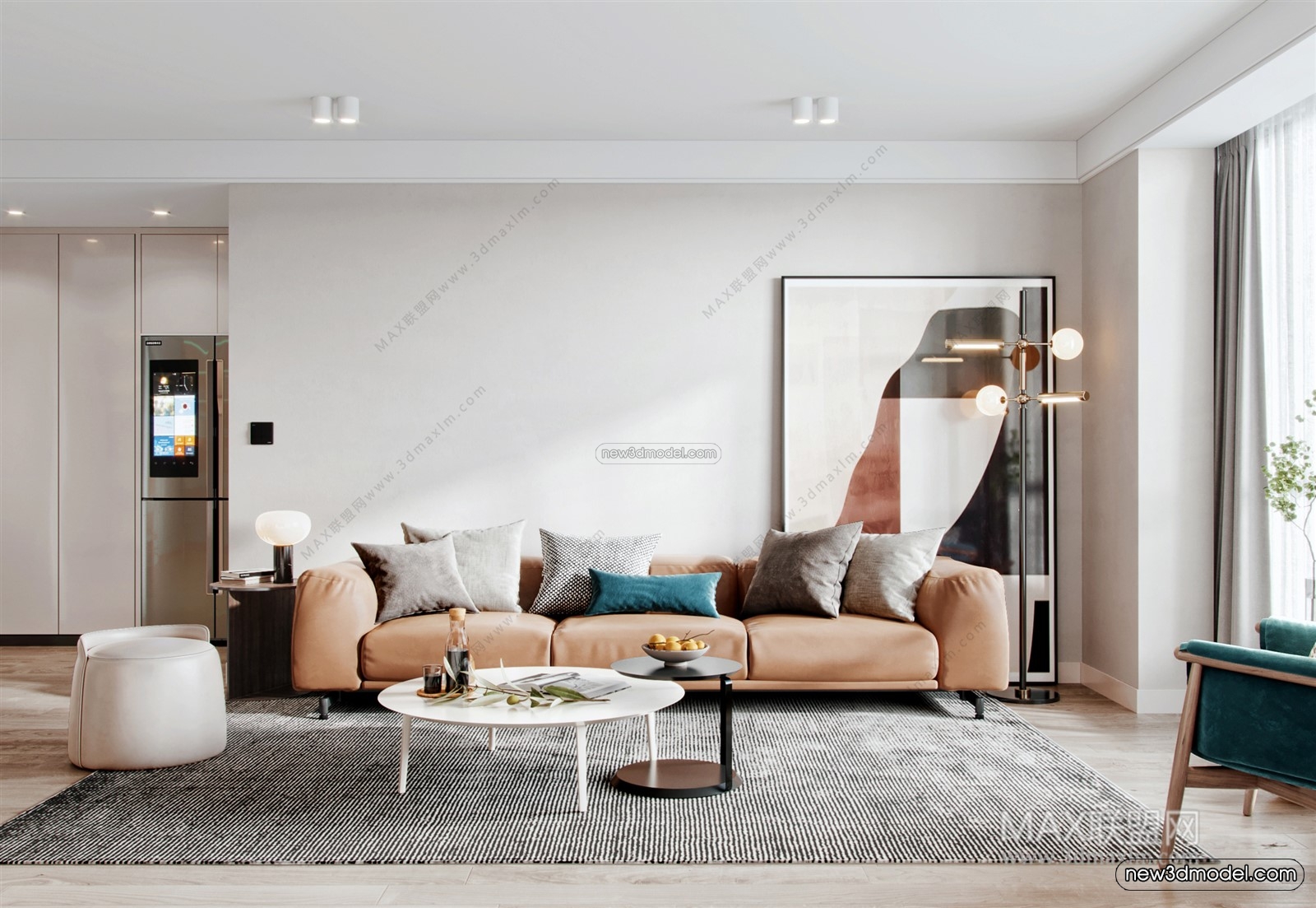 Nordic Style Interior 3D Blocks – Living Room 3D Model – 132 – VRAY - thumbnail 5