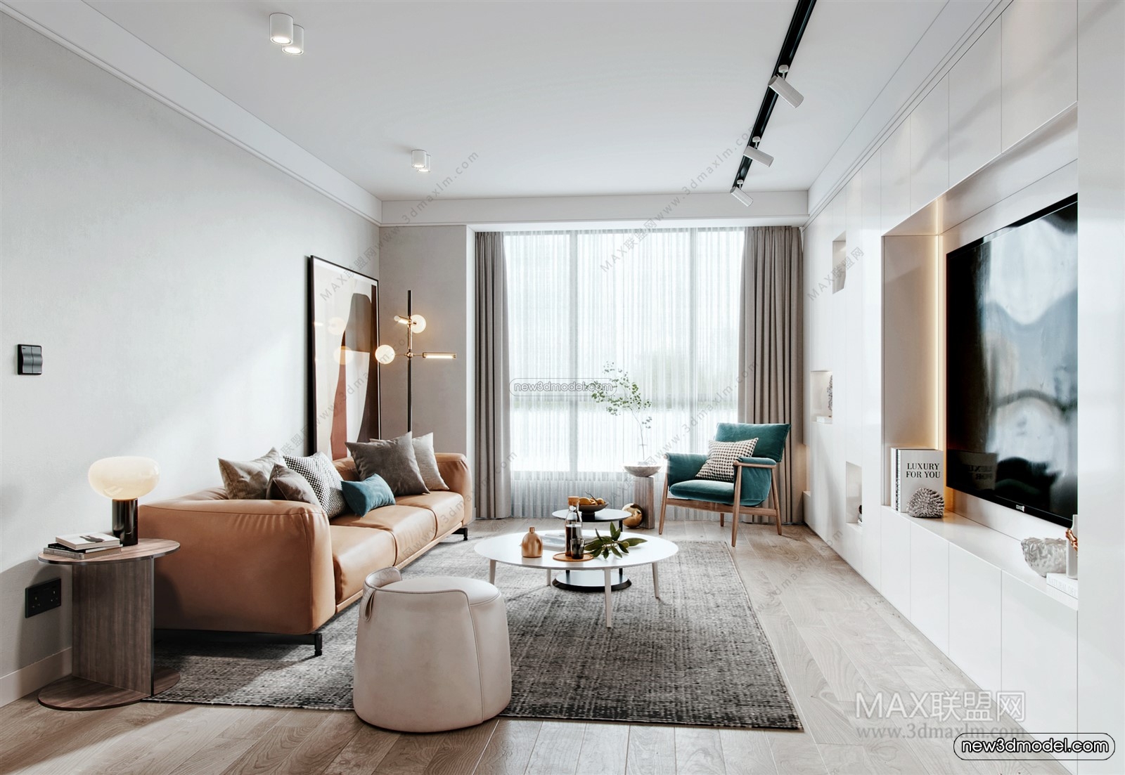 Nordic Style Interior 3D Blocks – Living Room 3D Model – 132 – VRAY - thumbnail 4