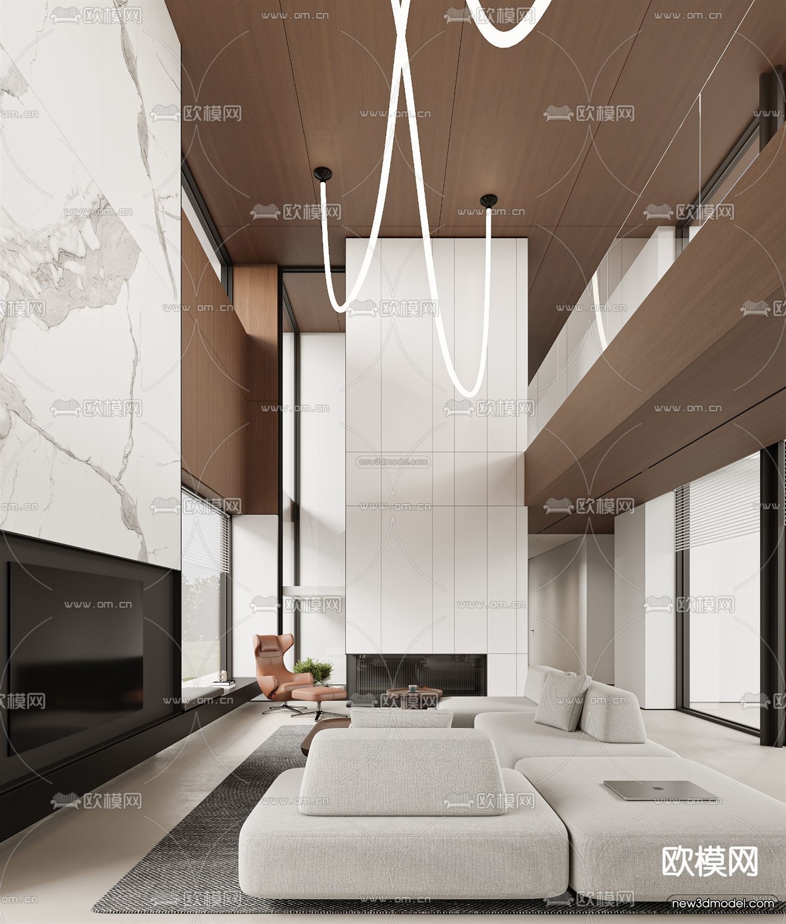 Modern Style Interior 3D Blocks and 3D Models – Living Room 3D Scene – 332 – CORONA - thumbnail 3