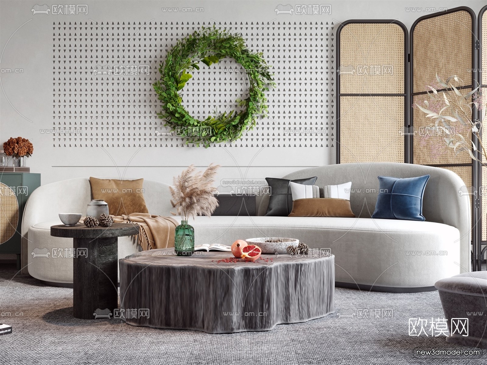 Nordic Style Interior 3D Blocks – Living Room 3D Model – 138 – VRAY - thumbnail 3