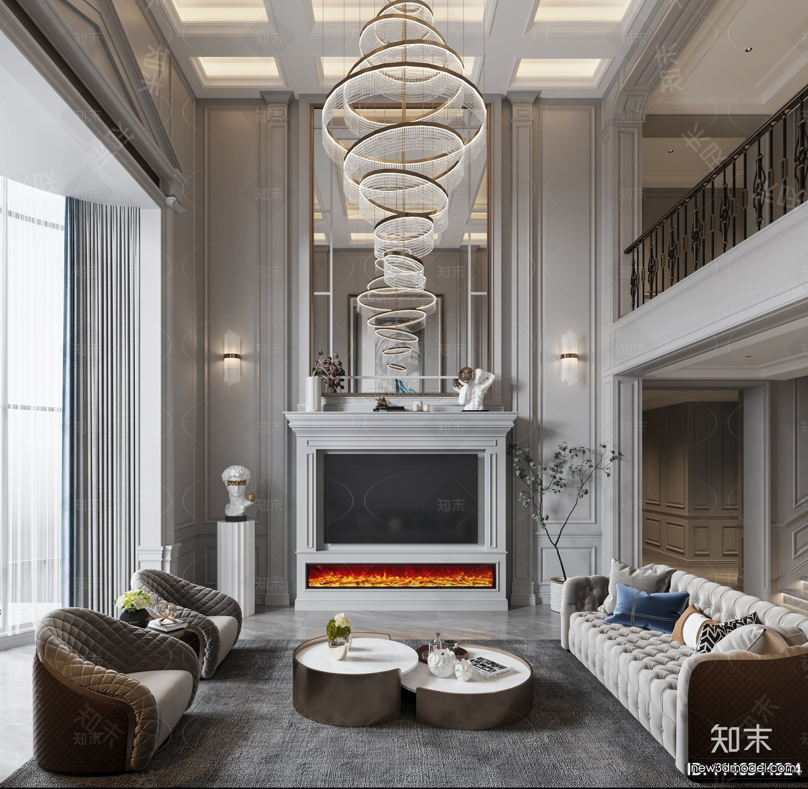 Modern Style Interior 3D Blocks and 3D Models – Living Room 3D Scene – 327 – CORONA - thumbnail 2