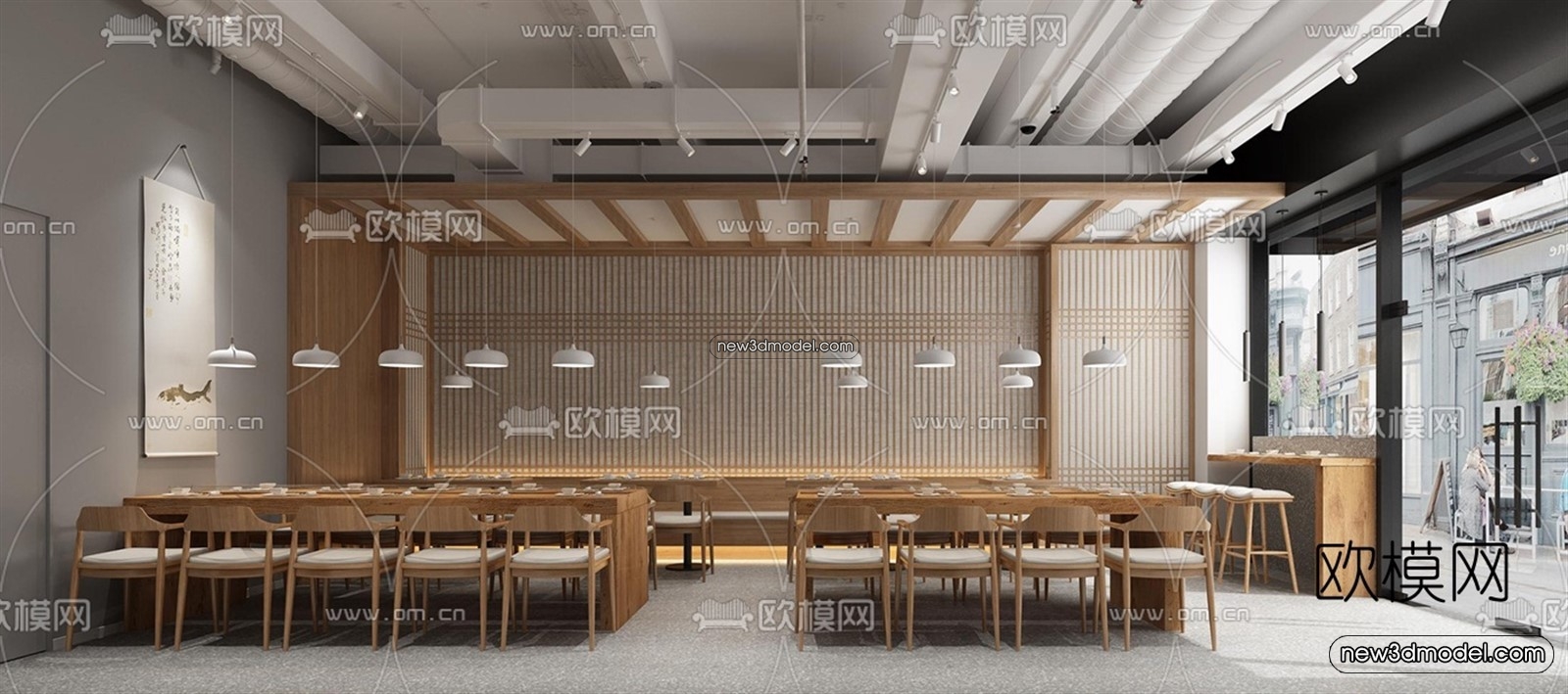 Restaurant and Fastfood 3D Scene – 3D Blocks – 074 – VRAY - thumbnail 2