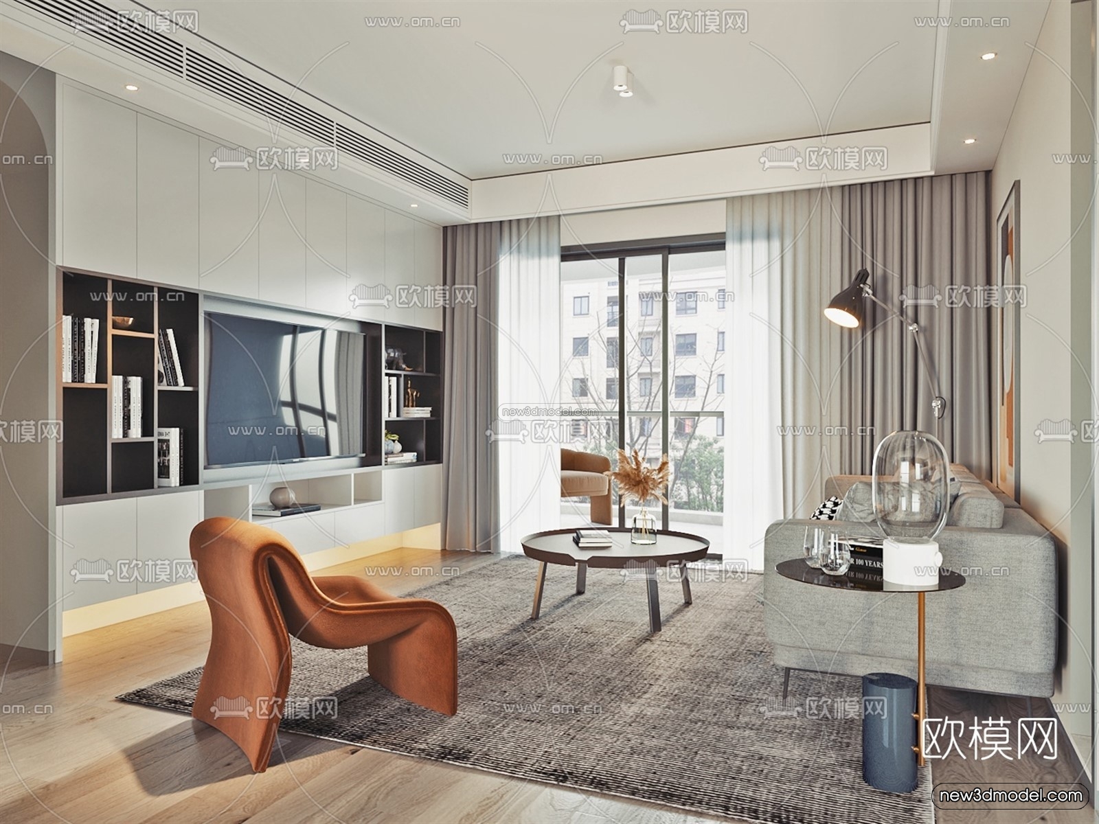 Nordic Style Interior 3D Blocks – Living Room 3D Model – 144 – VRAY - thumbnail 2