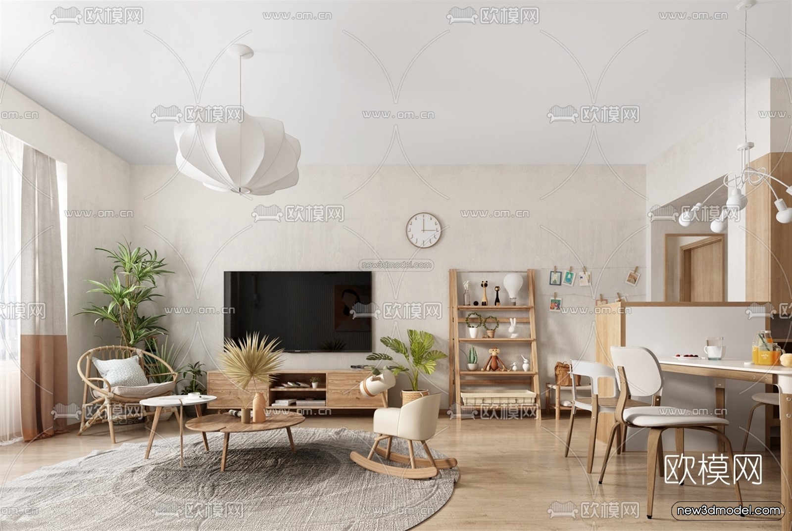 Nordic Style Interior 3D Blocks – Living Room 3D Model – 145 – VRAY - thumbnail 4