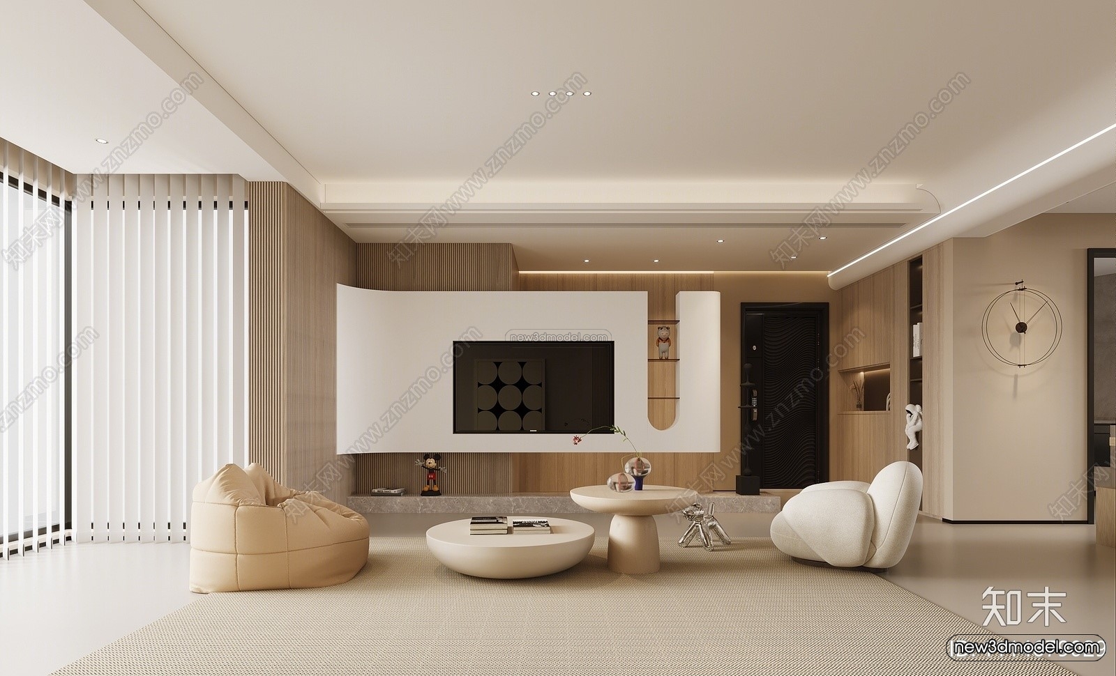 Modern Style Interior 3D Blocks and 3D Models – Living Room 3D Scene – 349 – CORONA - thumbnail 2