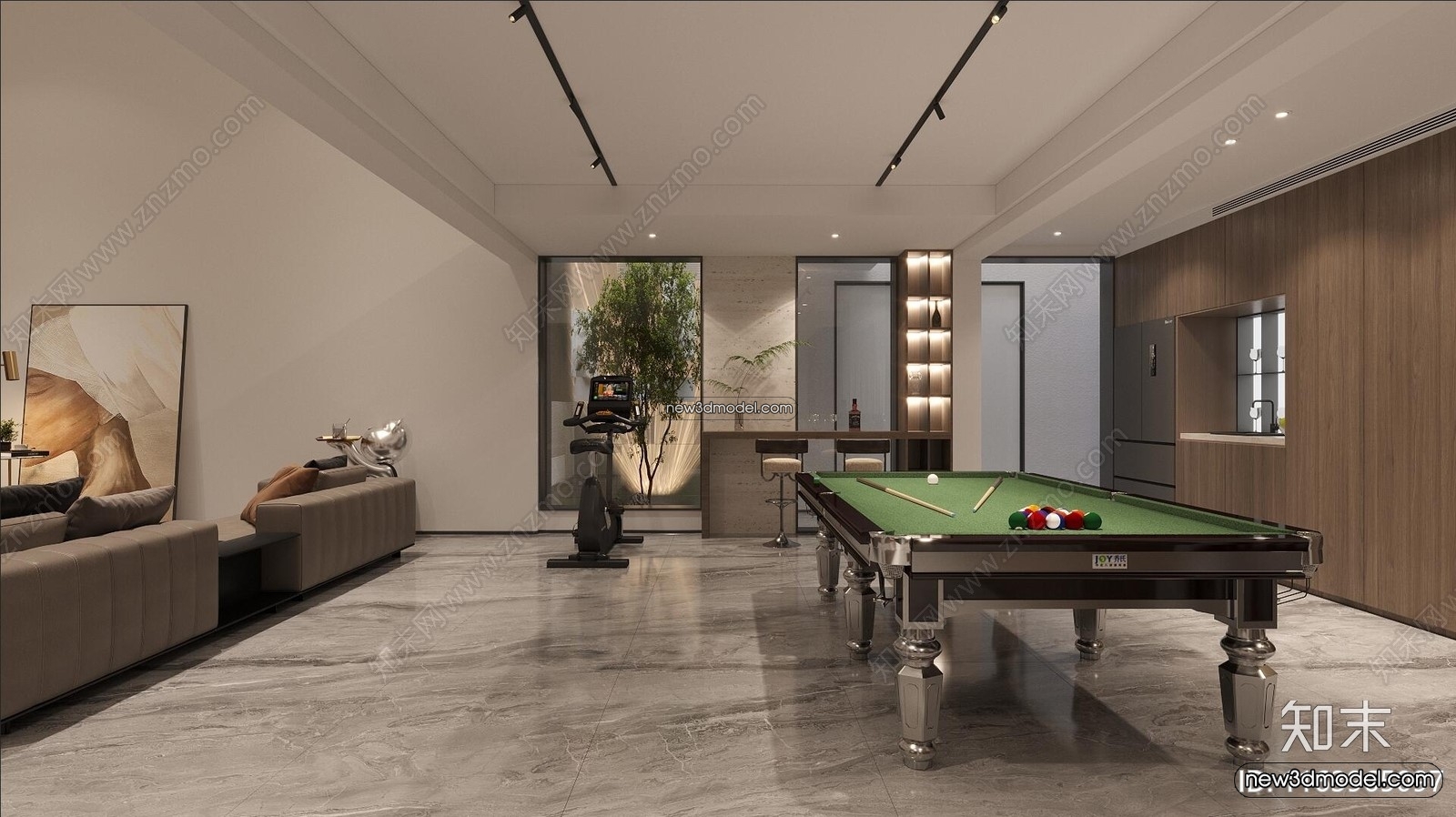 Interior 3D Models of Billiard – 3D Blocks – 024 – CORONA - thumbnail 2