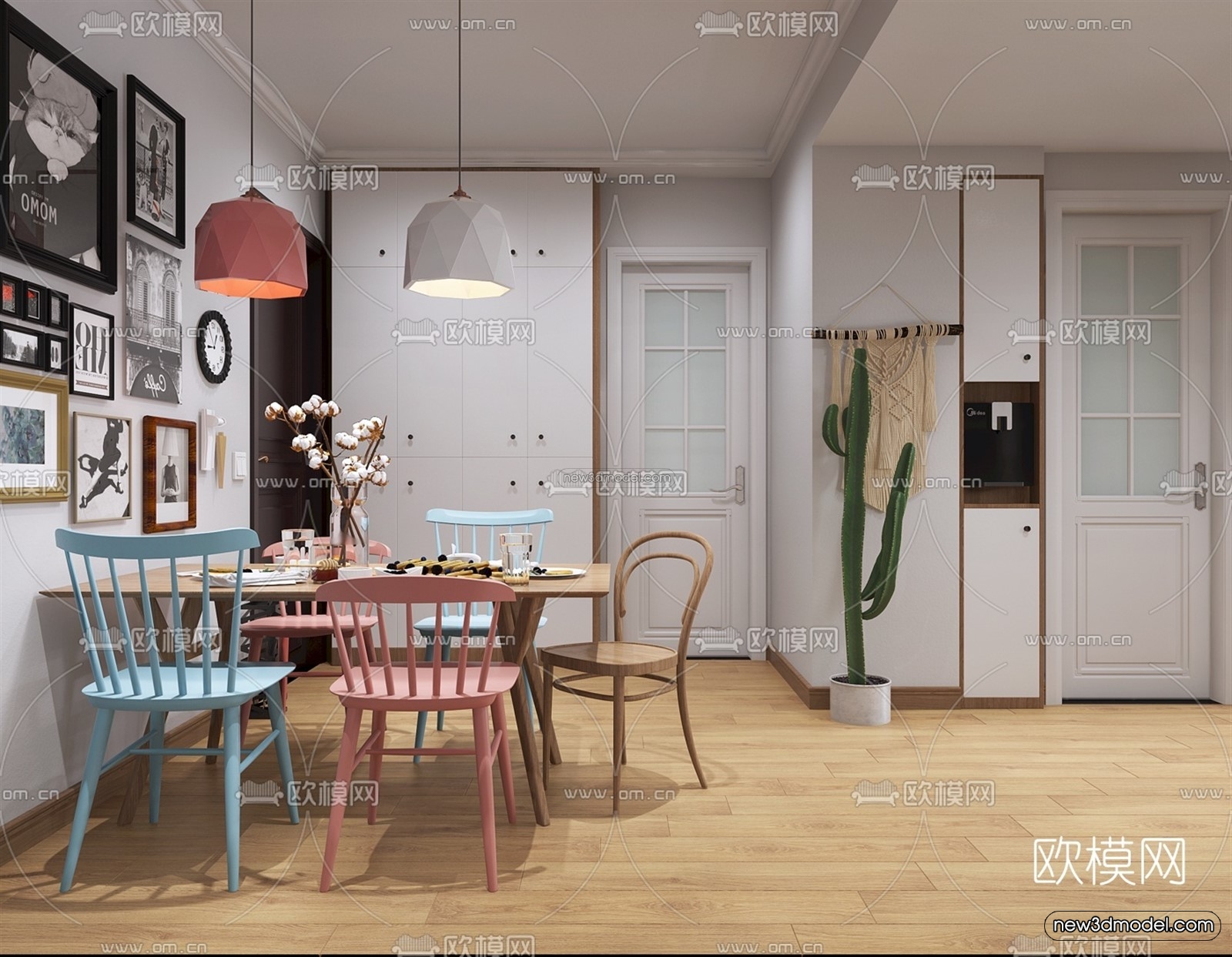 Nordic Style Interior 3D Blocks – Living Room 3D Model – 151 – VRAY - thumbnail 3