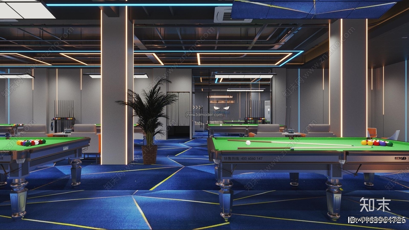 Interior 3D Models of Billiard – 3D Blocks – 046 – CORONA - thumbnail 2