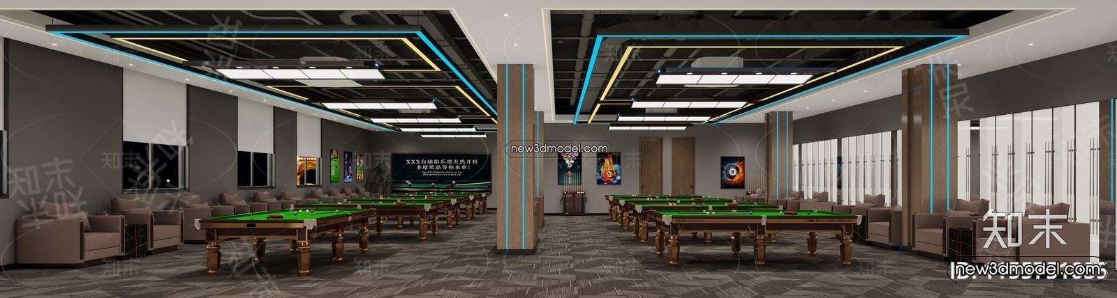 Interior 3D Models of Billiard – 3D Blocks – 057 – CORONA - thumbnail 3