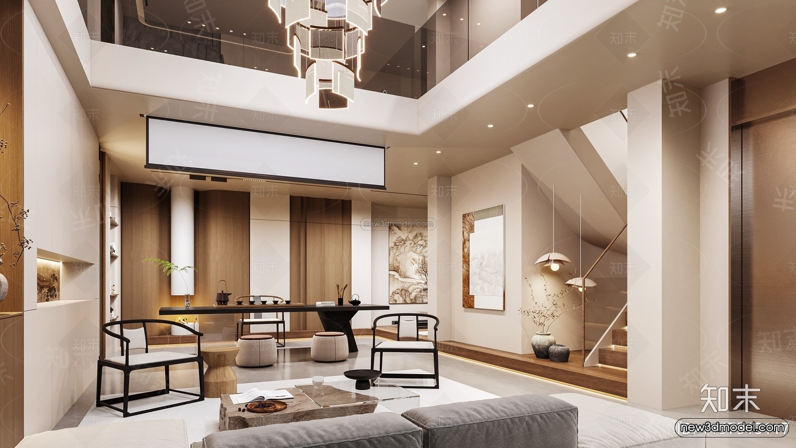 Modern Style Interior 3D Blocks and 3D Models – Living Room 3D Scene – 365 – CORONA - thumbnail 3