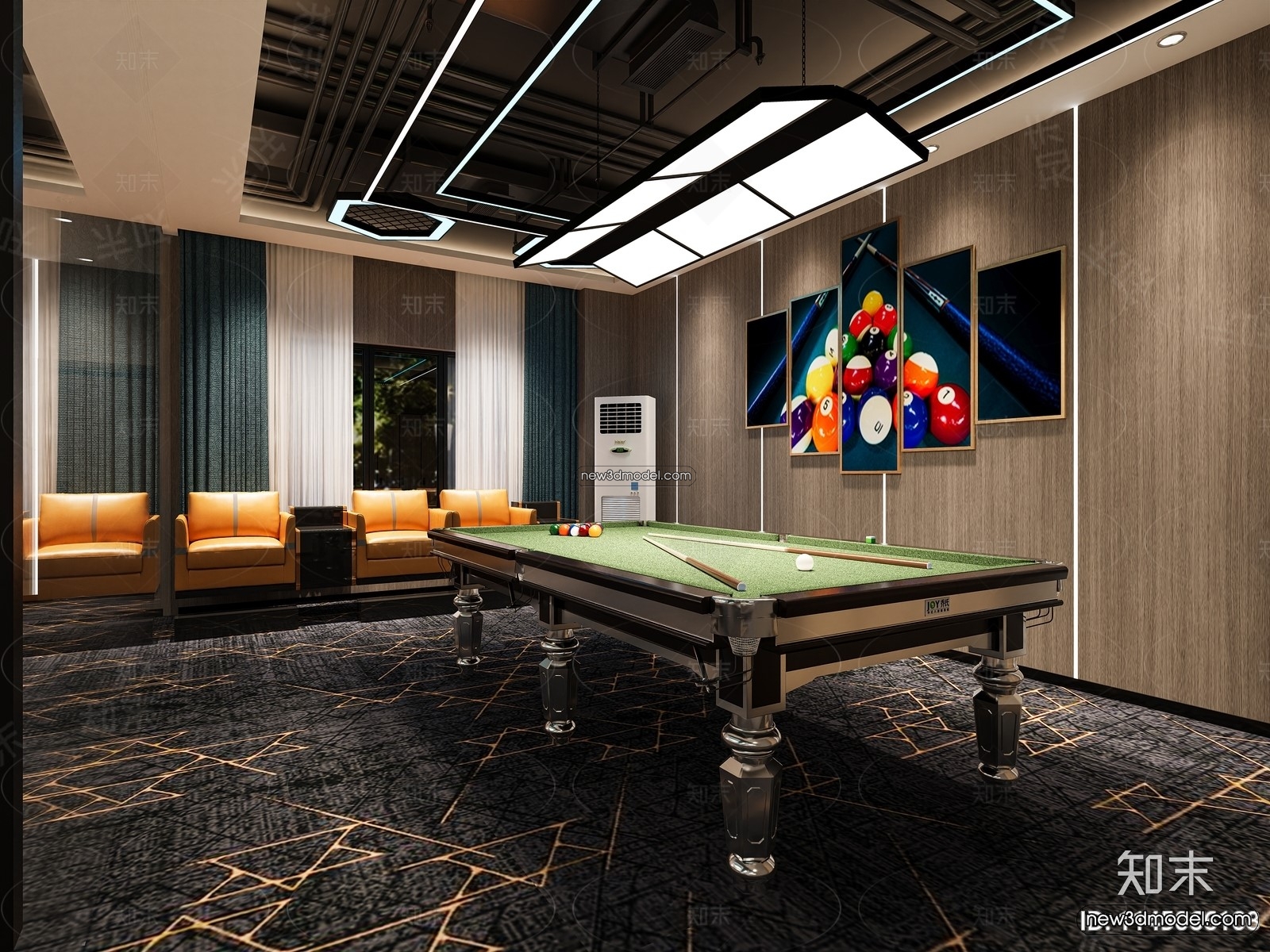 Interior 3D Models of Billiard – 3D Blocks – 079 – CORONA - thumbnail 3