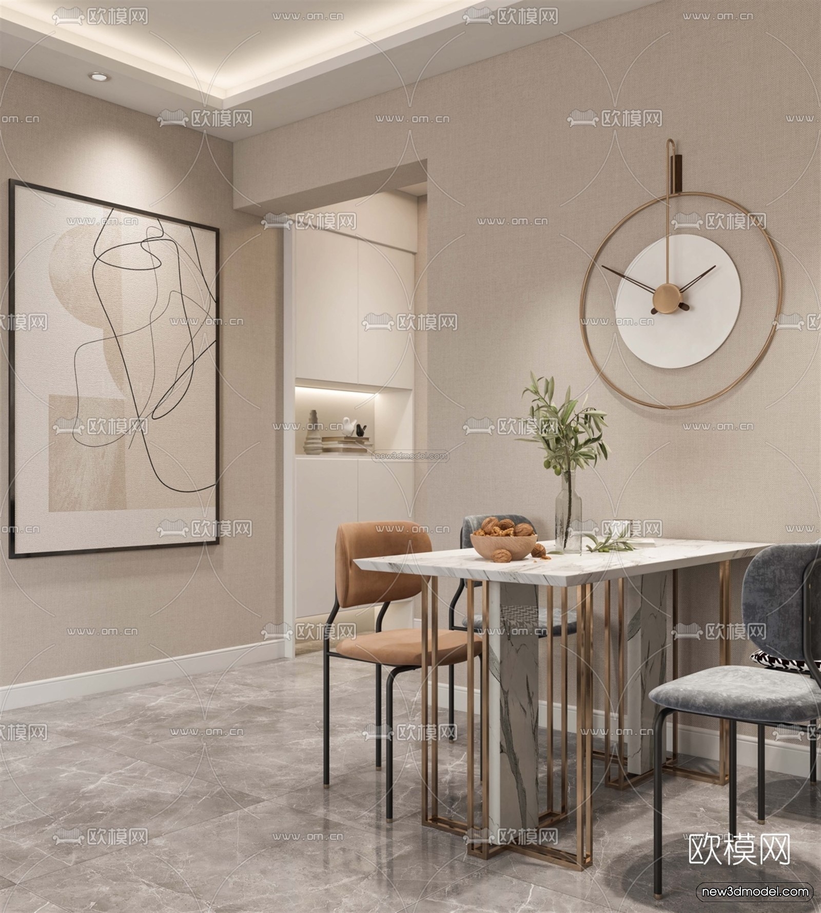 Nordic Style Interior 3D Blocks – Living Room 3D Model – 162 – VRAY - thumbnail 4